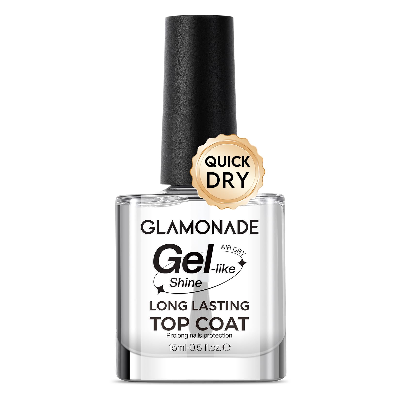 Glamonade secado rápido en capa superior transparente para manicuras rápidas.