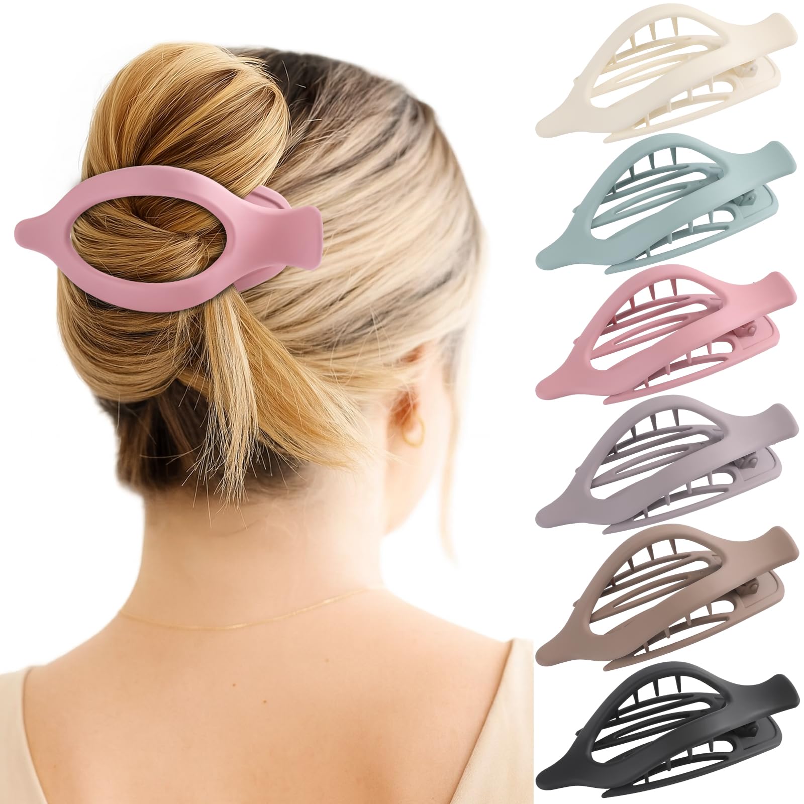 Pinzas garra planas glaudmeiss de 6 colores para uso diario y estilo