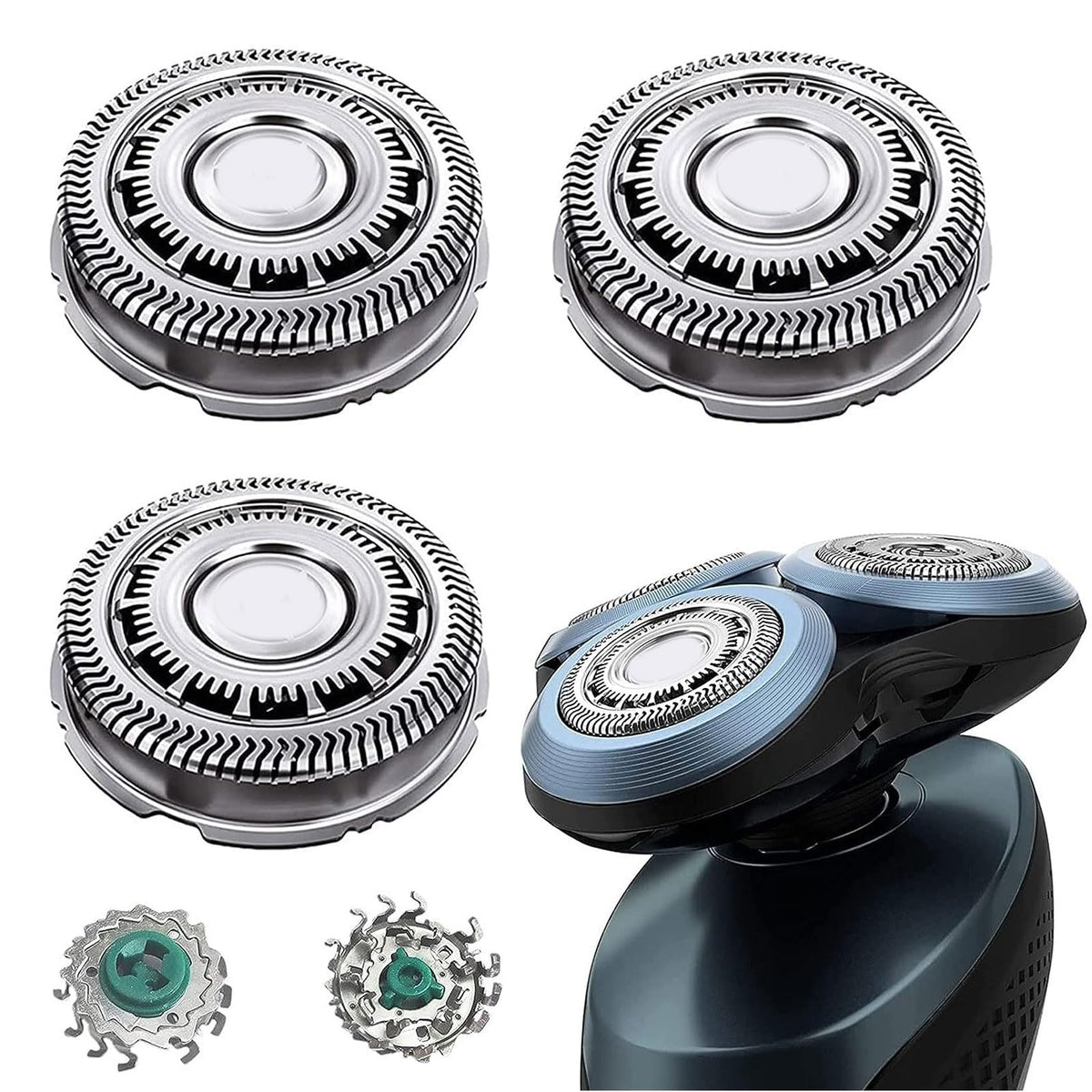 Cabezales Gleway SH60, repuestos para Philips 6000, ideales para afeitado en seco o húmedo.