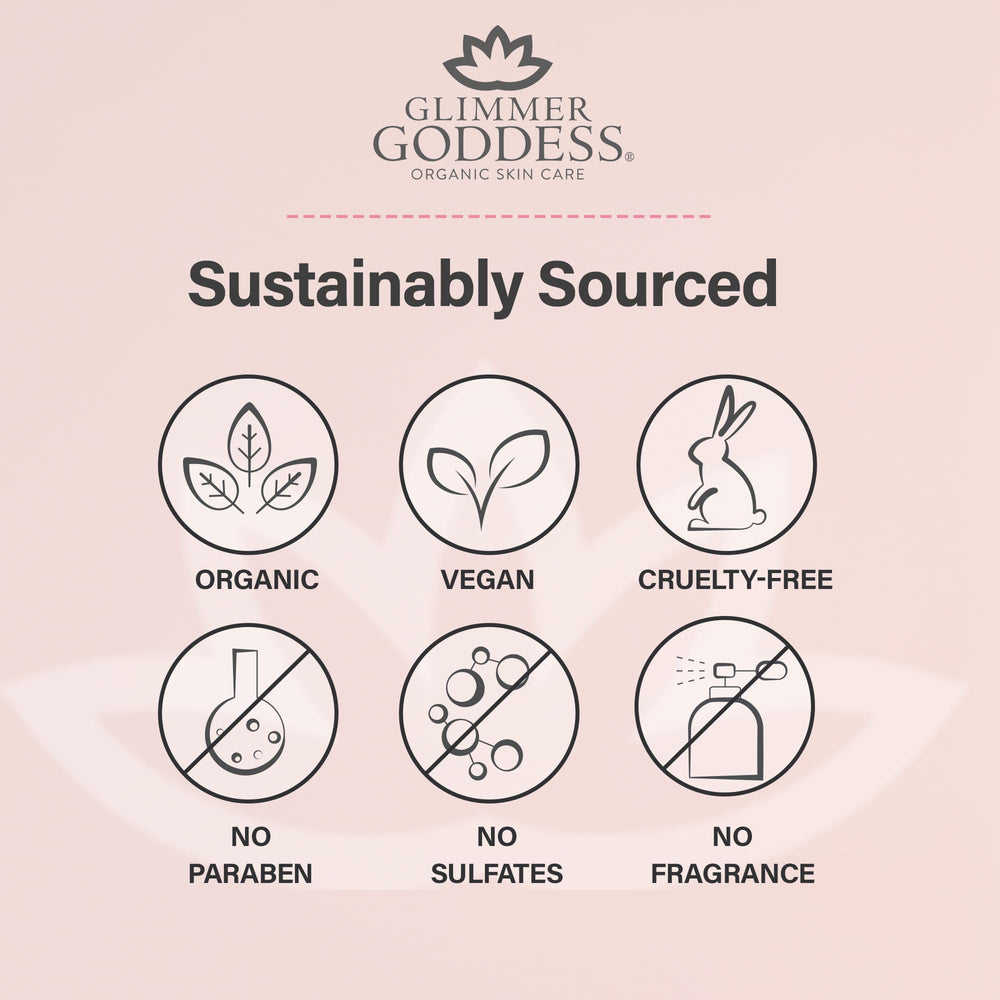 Glimmer Goddess ingredients highlight shea cocoa butter and coconut oil nourishing skin
