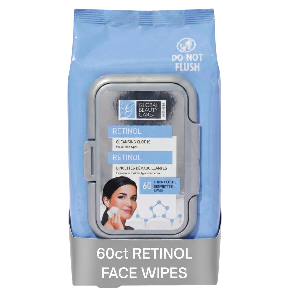 Global Beauty Care: paquete de 60 toallitas retinol para desmaquillar y renovar la piel.
