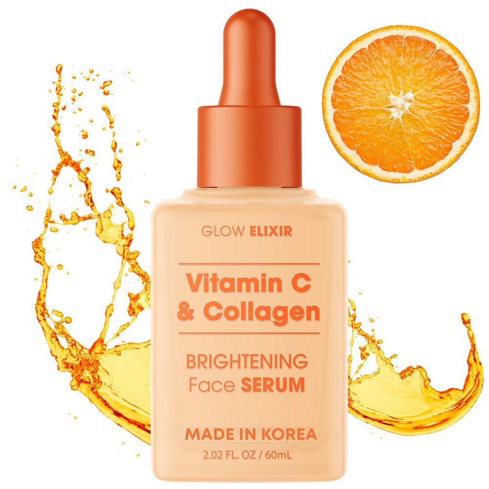 Glow Elixir serum bottle with pump for daily hydration and glow