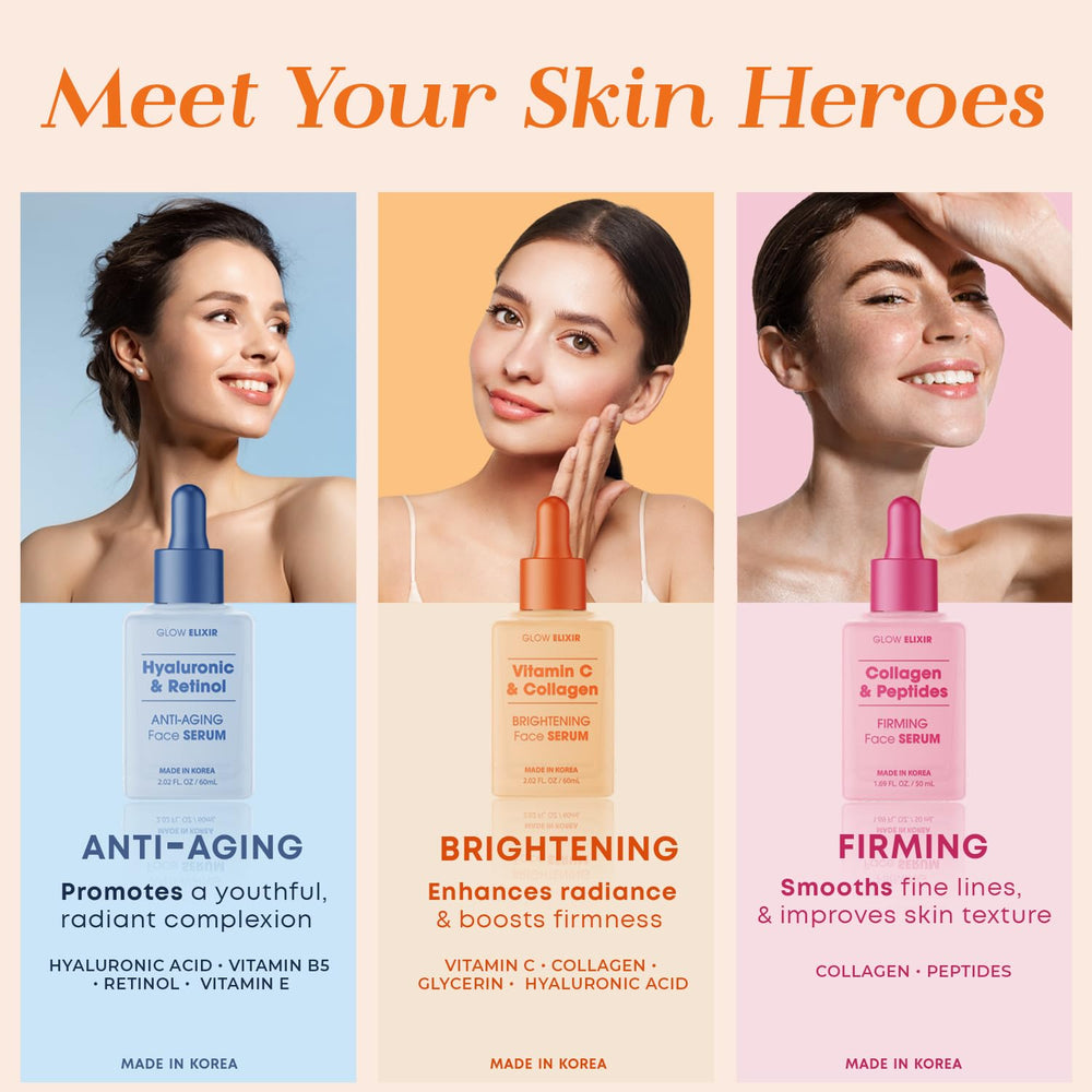 Morning routine using Glow Elixir serum before moisturizer