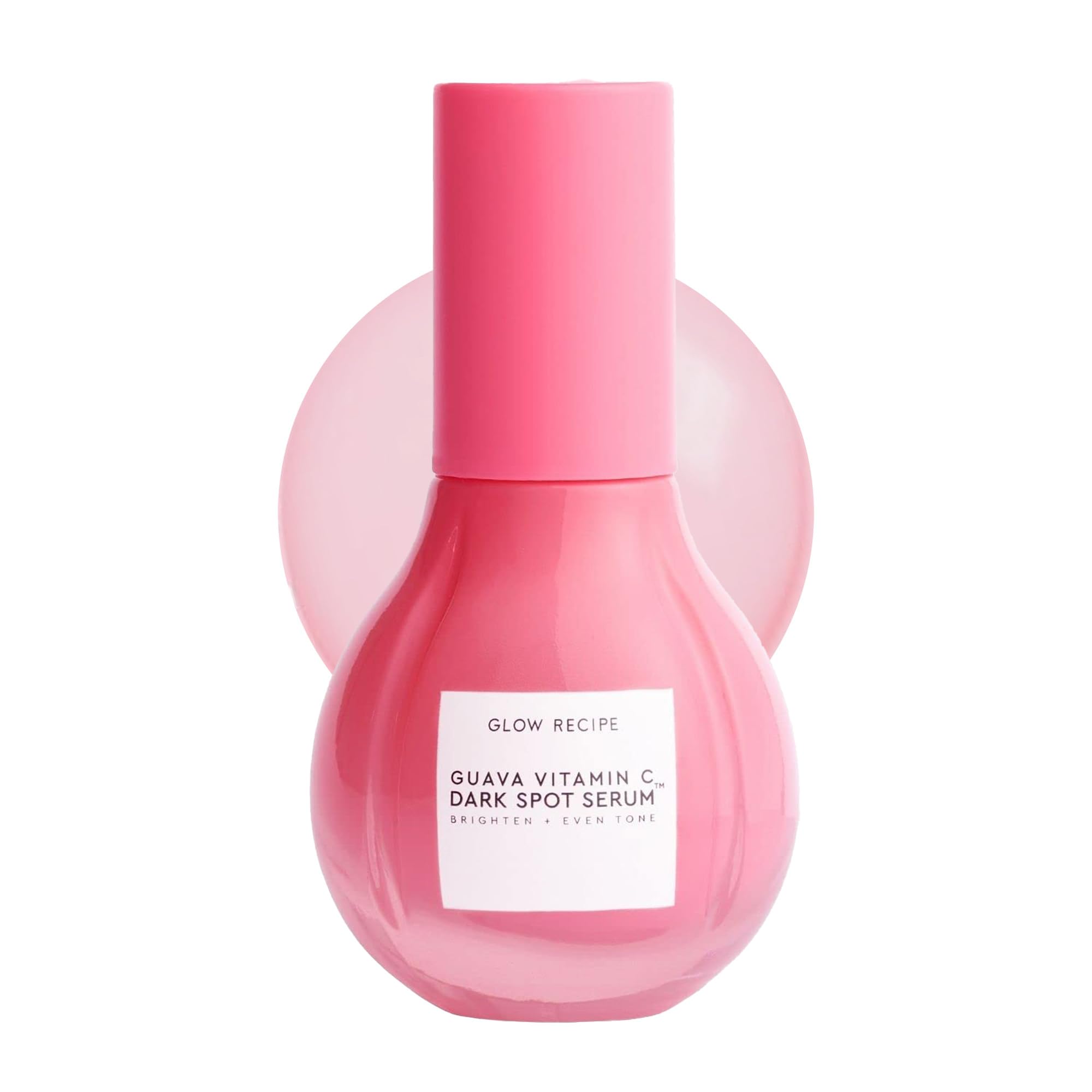 Glow Recipe Guayaba Serum, botella rosa, brillo suave para la piel.
