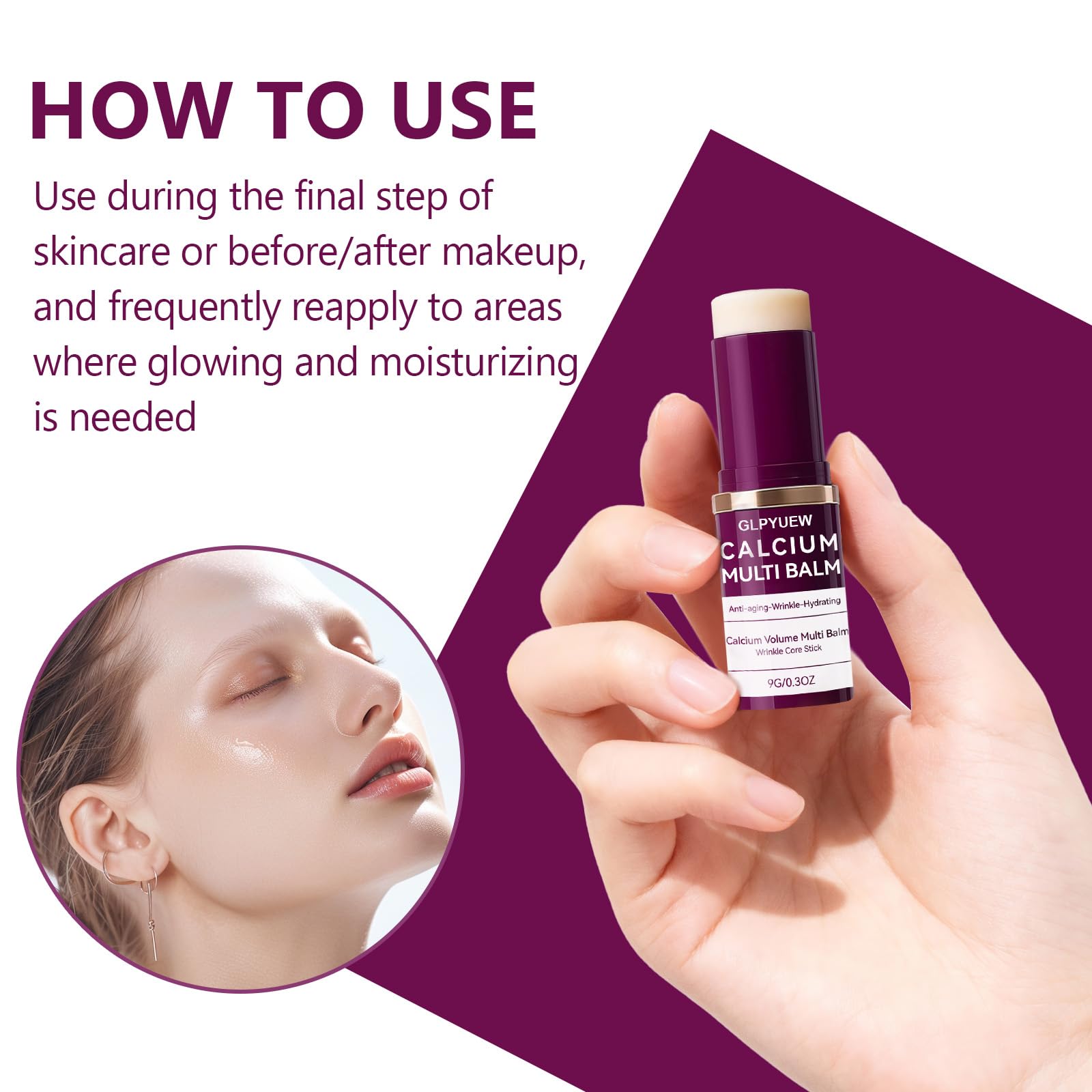 GLPYUEW Cemenrete Calcium Multi Balm: uso alrededor de los ojos con suavidad.