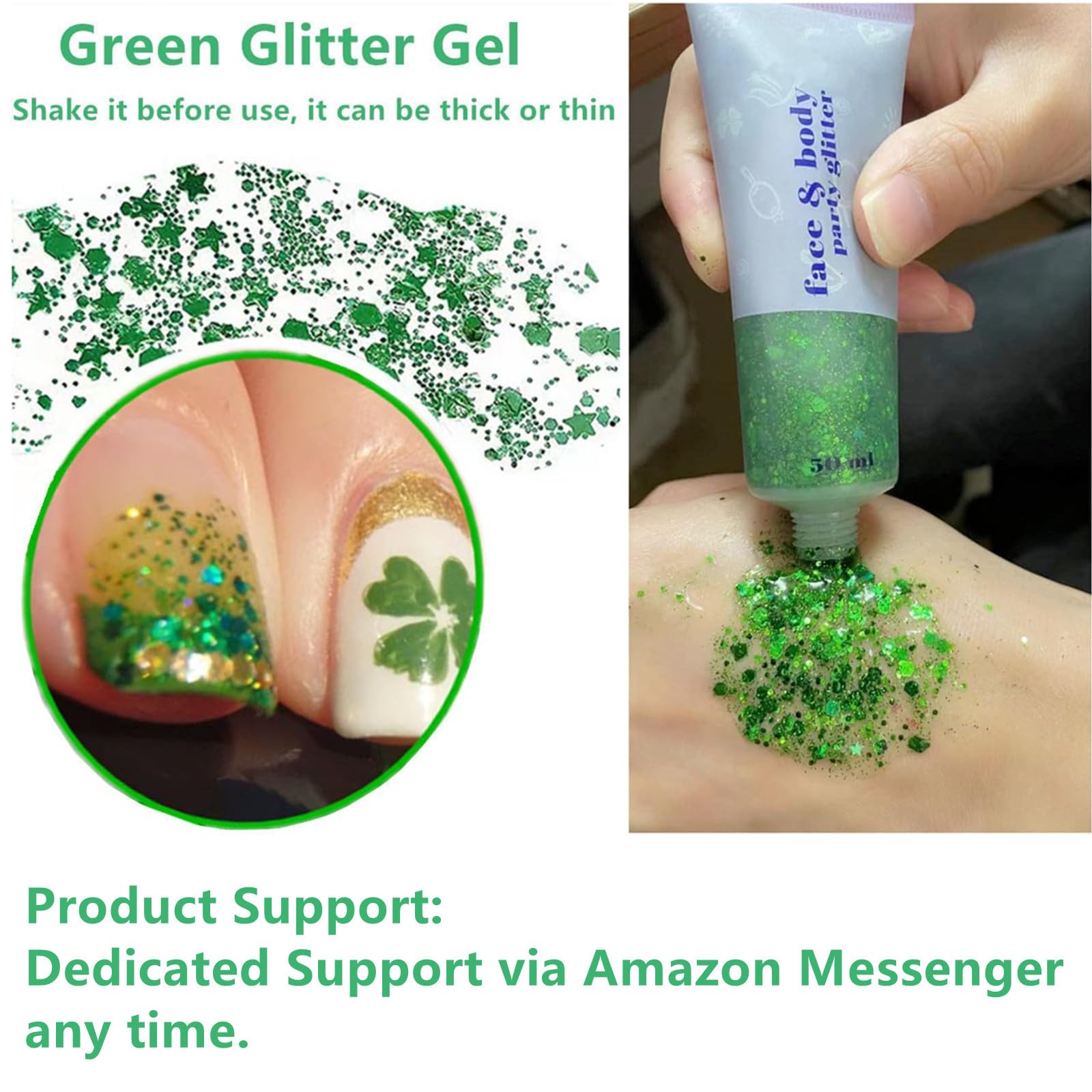 Go Ho Brillo Verde para uñas, realce brillante en manicura festiva.