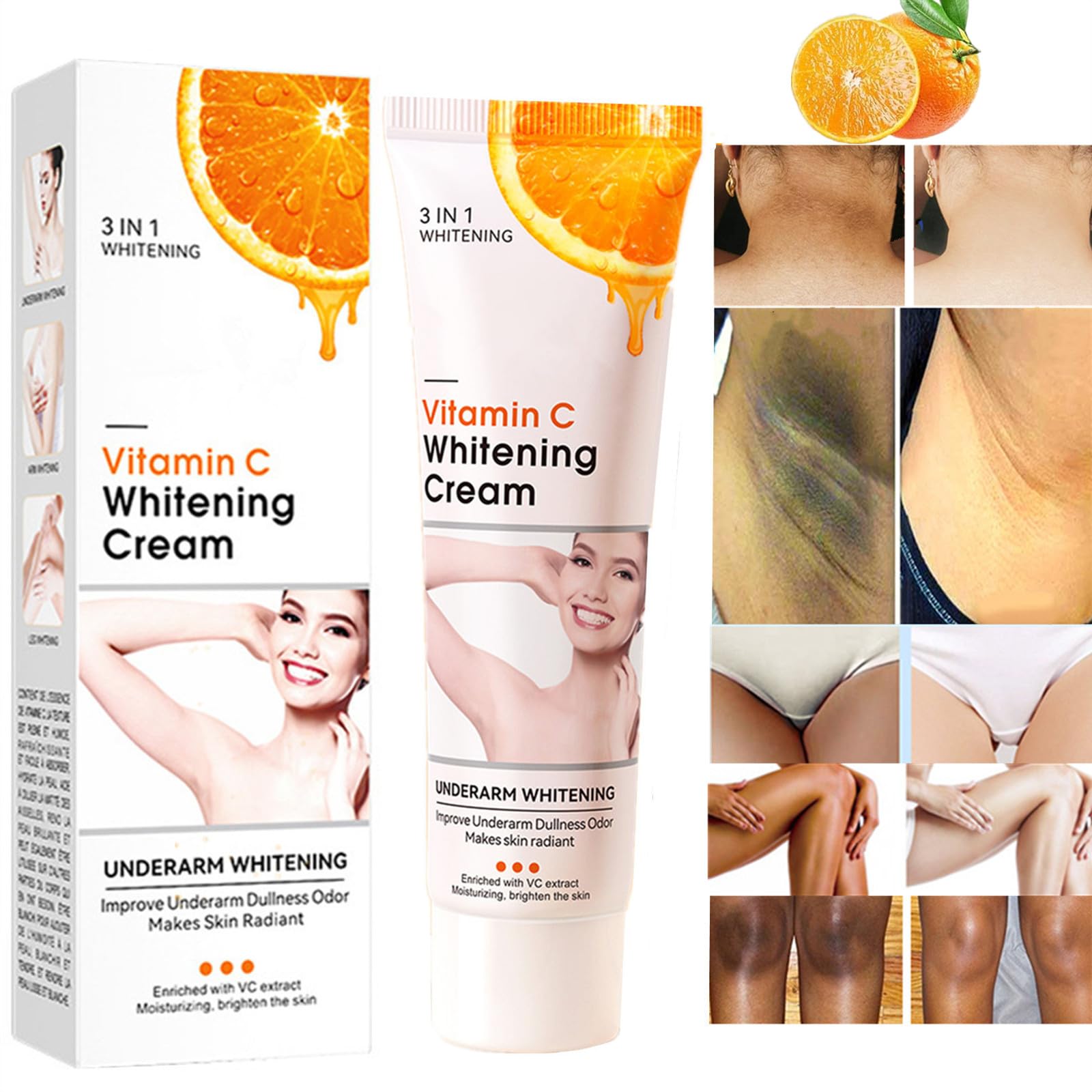 Go Ho Vitamina C crema blanqueadora en frasco para uso diario ilumina la piel