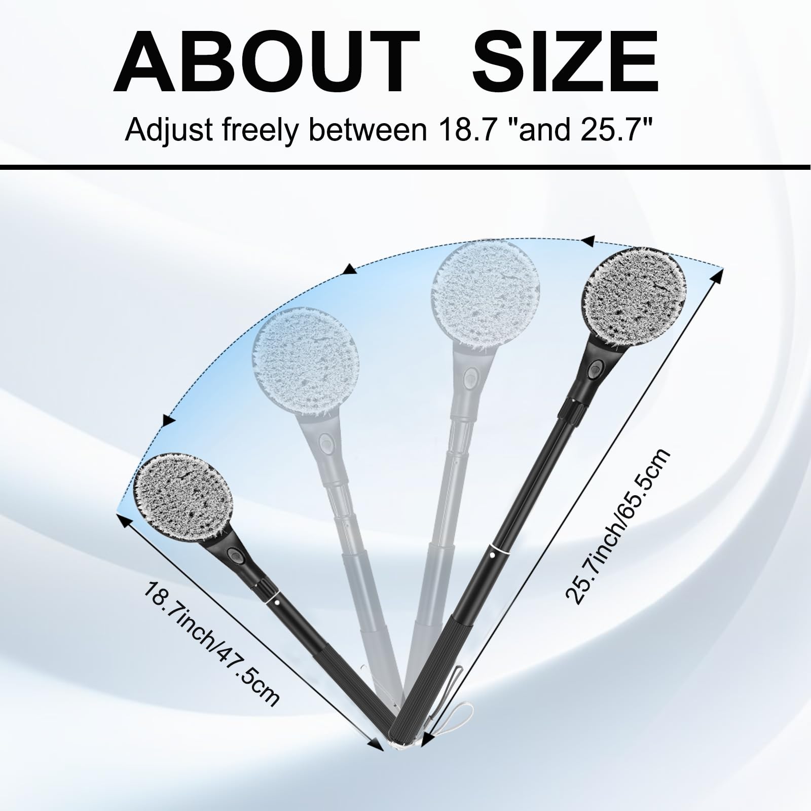 Gobiteli cepillo extendible de 18 a 25 pulgadas facilita limpieza sin agacharse.