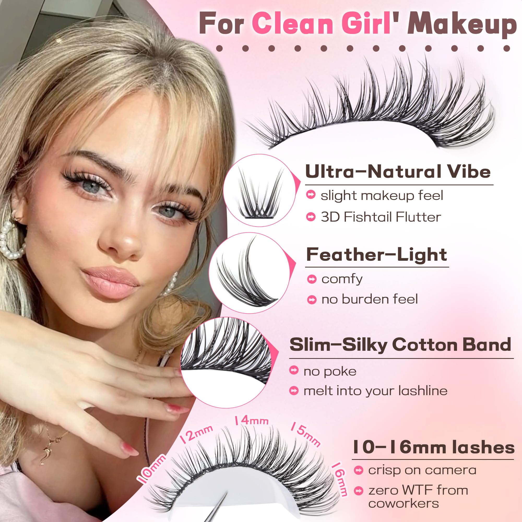 Goddvenus kit clusters pestañas wispy en uso diario suave.