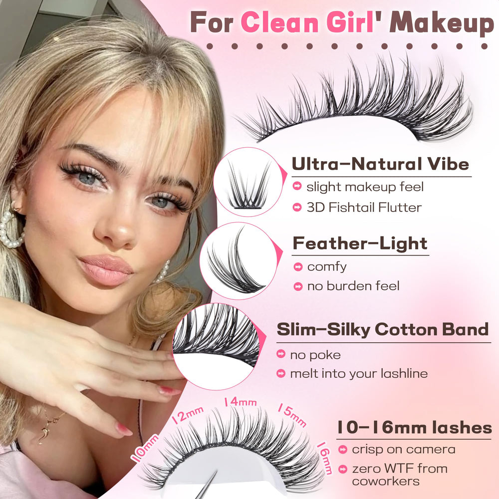 Goddvenus kit clusters pestañas wispy en uso diario suave.