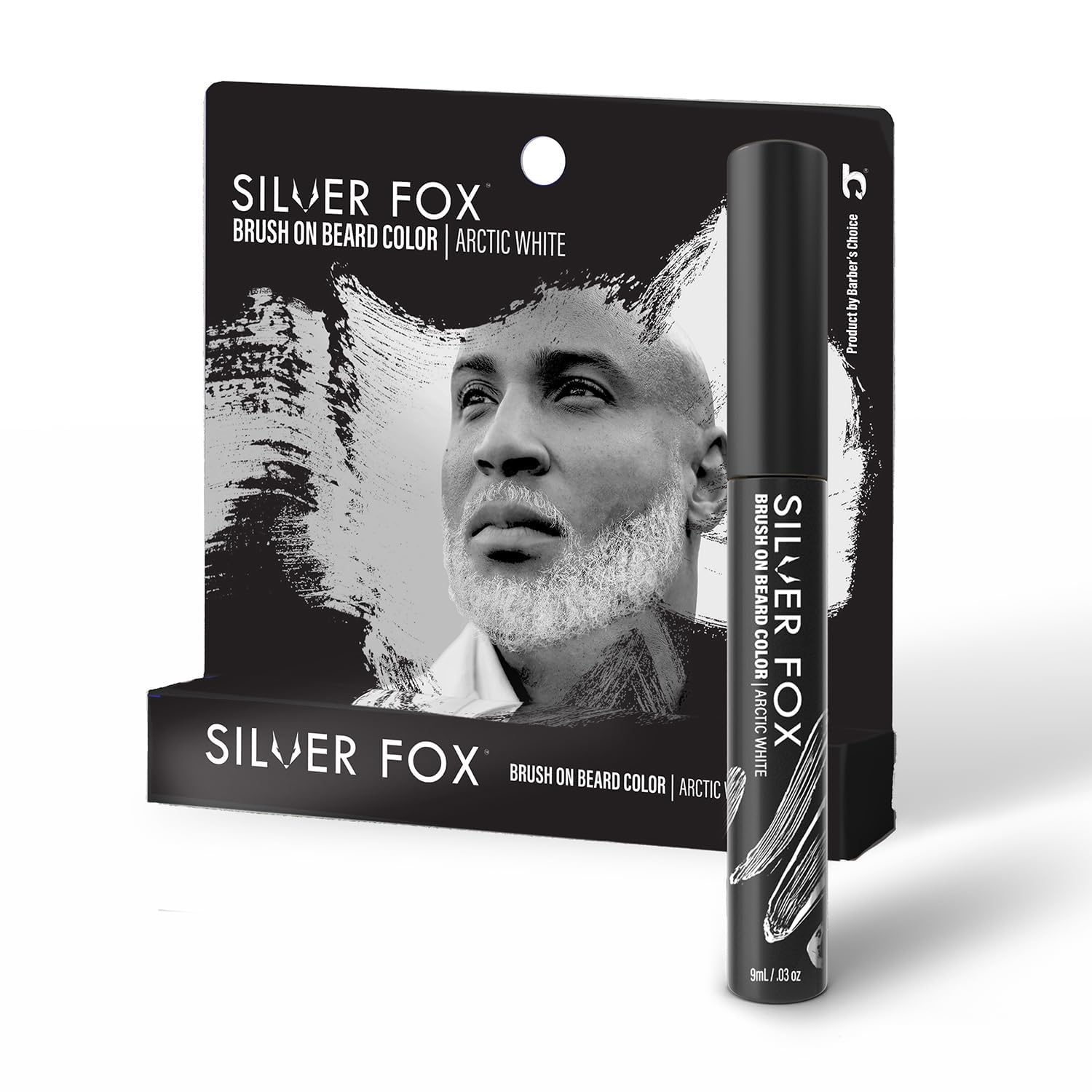 Godefroy Barbers Choice Silver Line muestra aplicación rápida con cepillo integrado para un tono plateado.