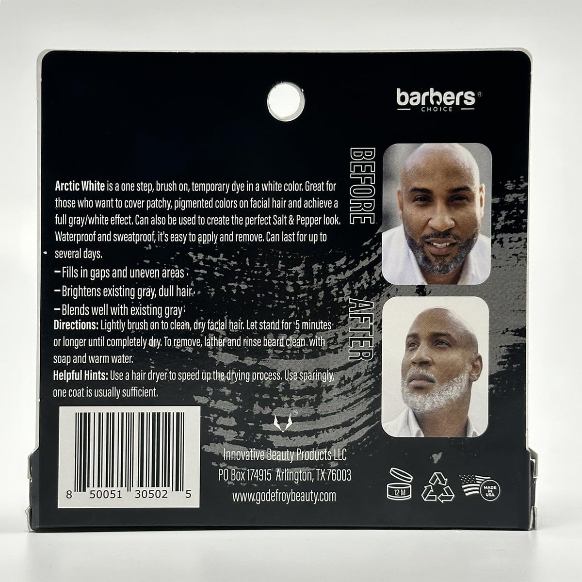 Godefroy Barbers Choice Silver Line es temporal y no permanente, perfecto para cambios puntuales.