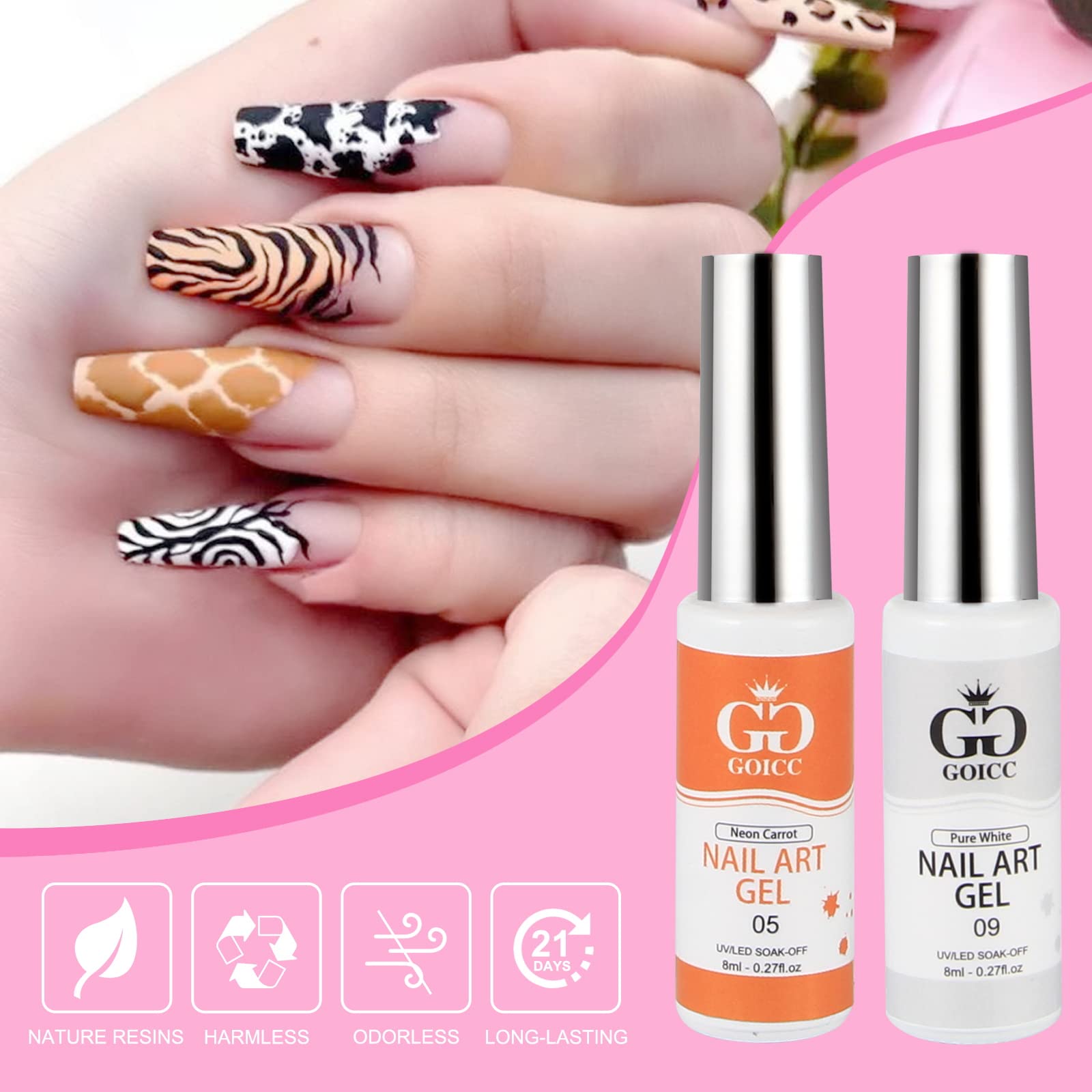GOICC colores brillantes rosa verde azul para uñas vibrantes