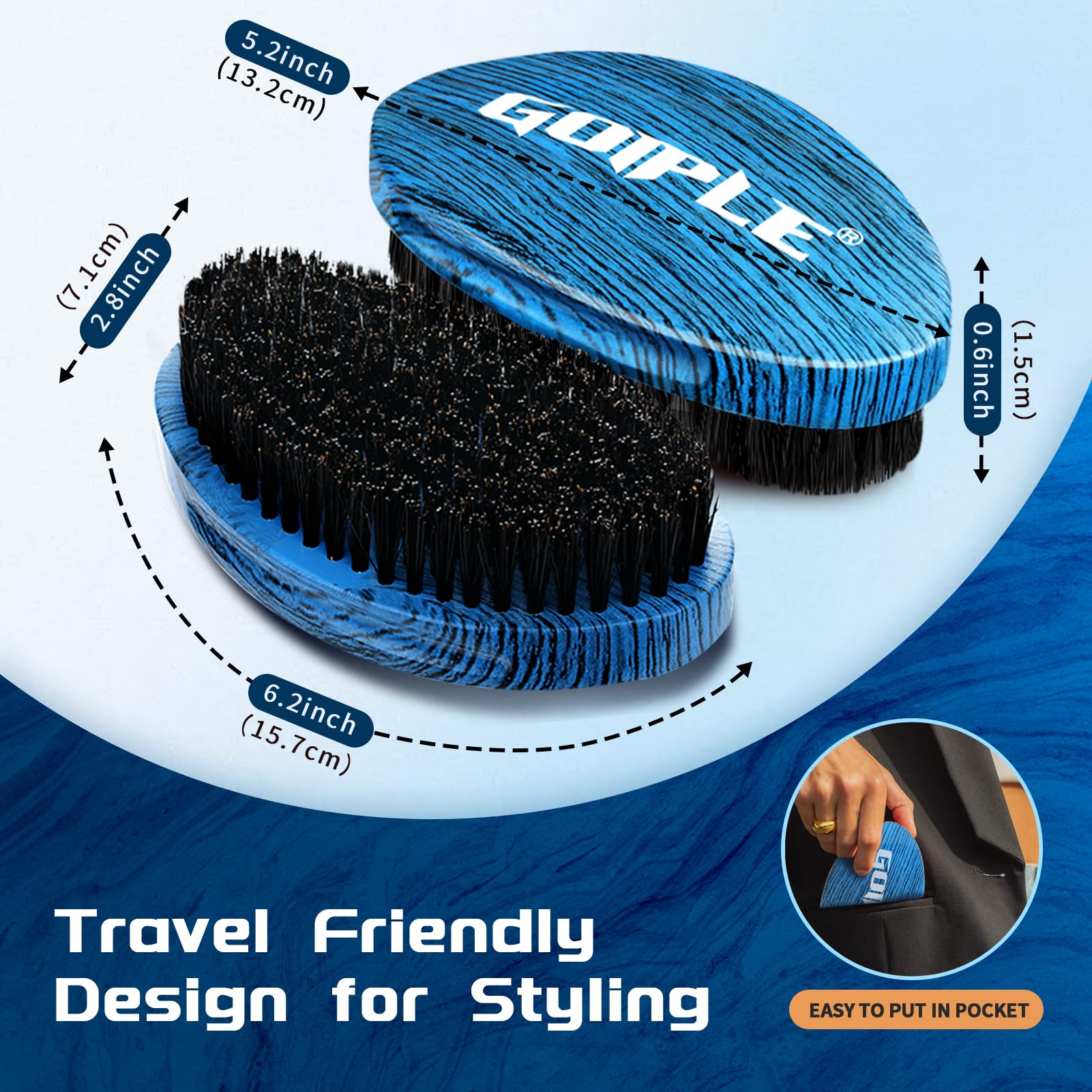 Goiple cepillo Onda Curva con detalle en madera para durabilidad y estilo.