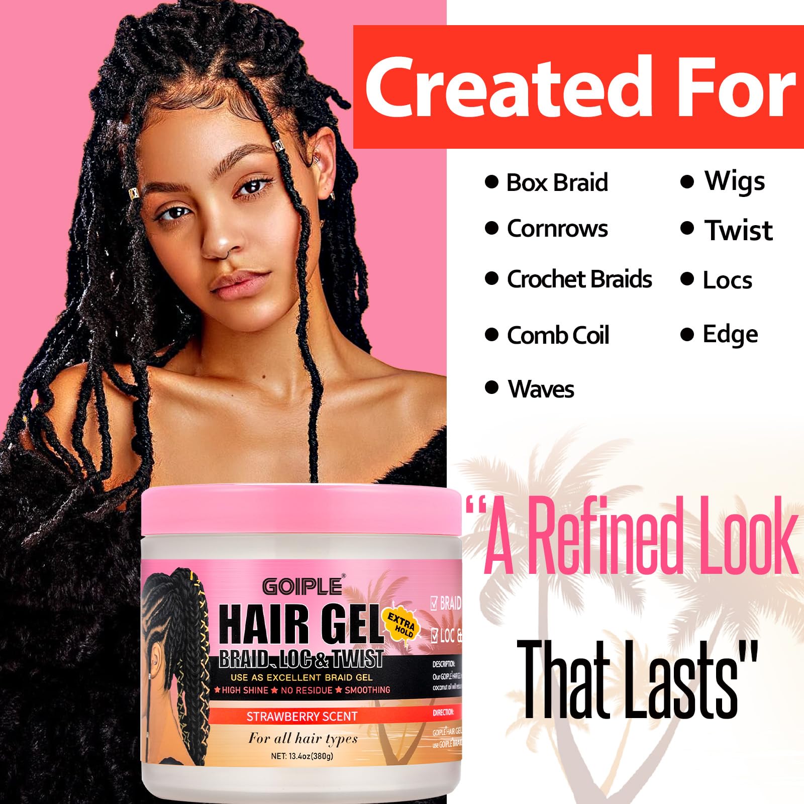 Goiple loc gel demonstrates long lasting hold on twists and locks