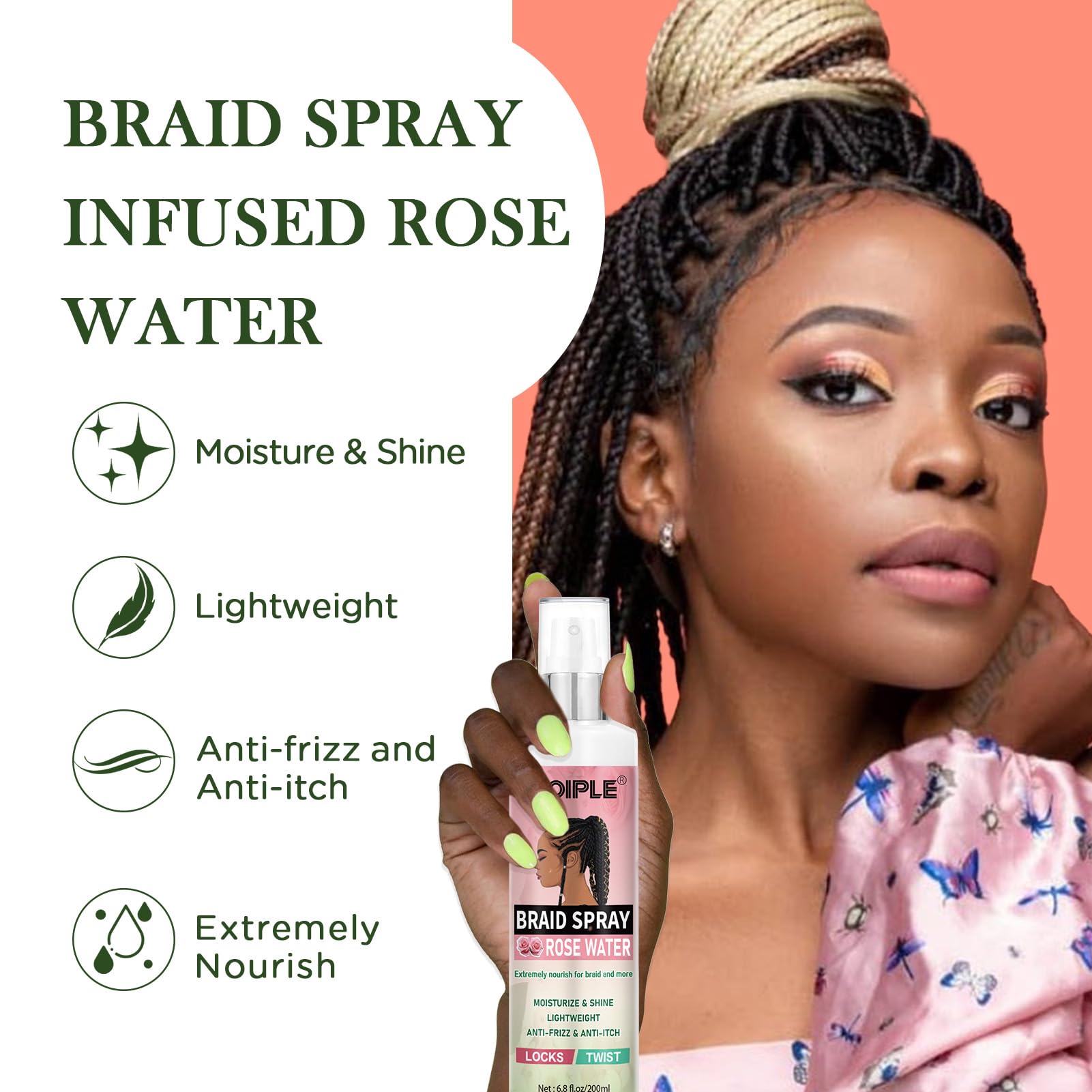 Goiple rociador rosa menta para cuero cabelludo: alivio suave y frescura duradera.