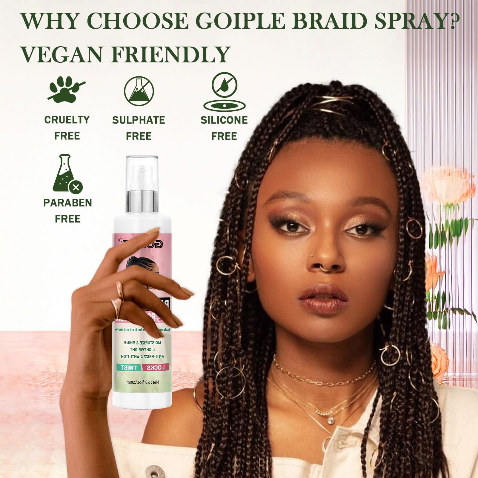 Goiple brillo natural y manejabilidad para trenzas.
