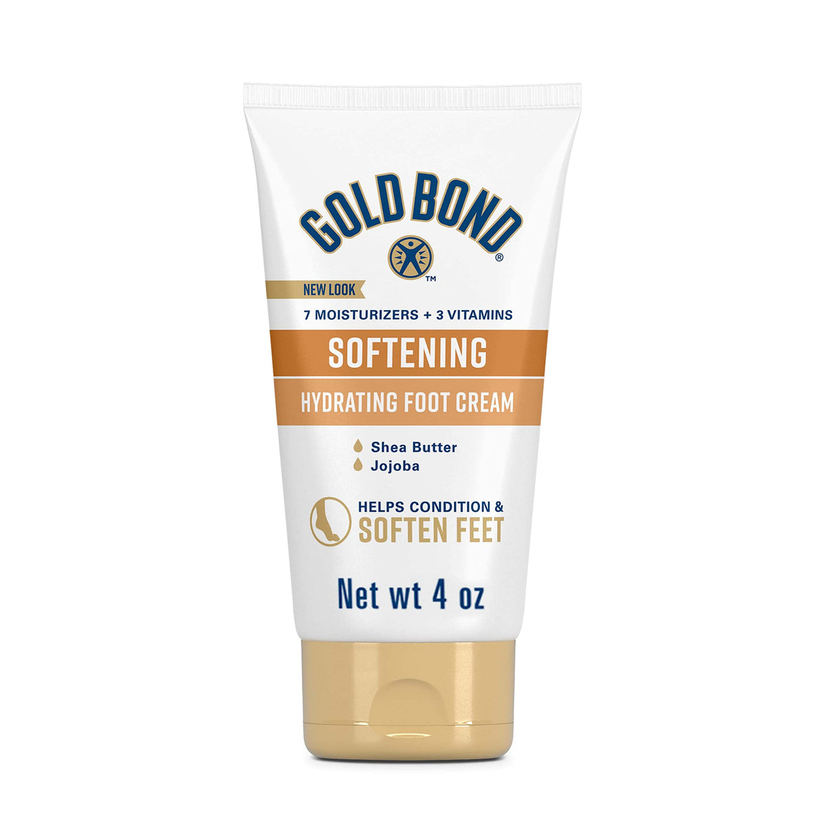 Gold Bond Crema para pies, tubo de 4 oz, suaviza piel áspera con facilidad.