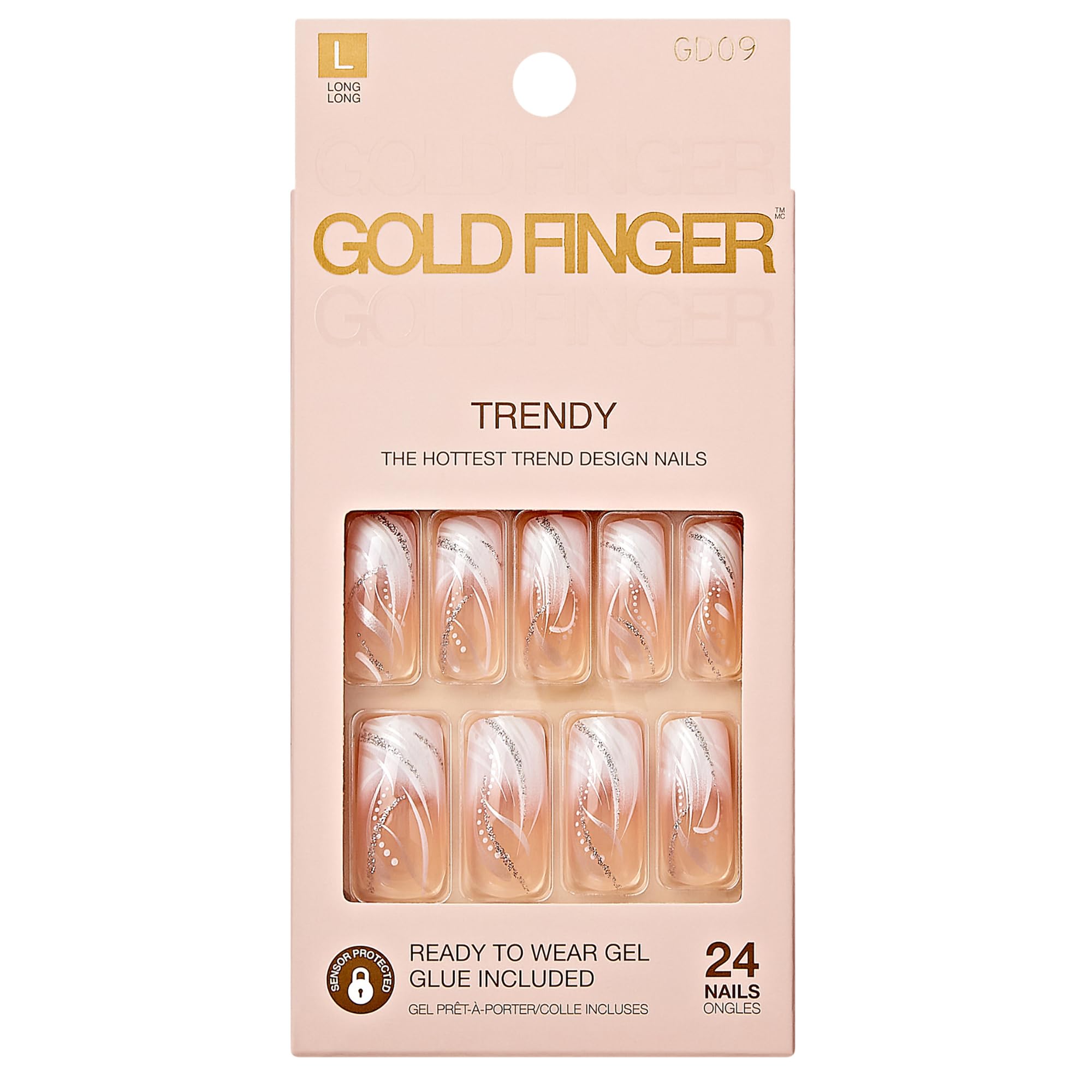 Goldfinger uñas postizas cubre completo blanco frances para un look sofisticado