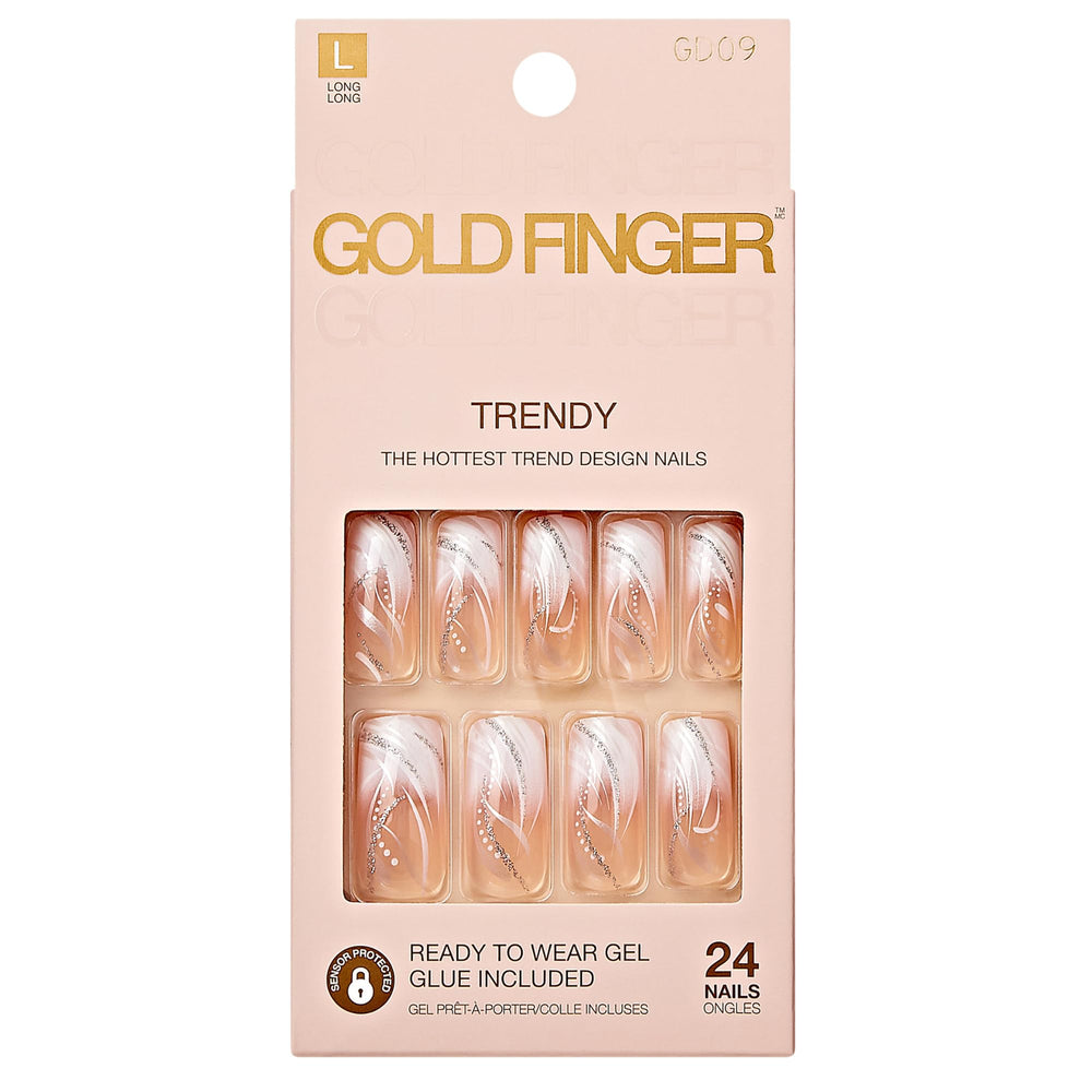 Goldfinger uñas postizas cubre completo blanco frances para un look sofisticado
