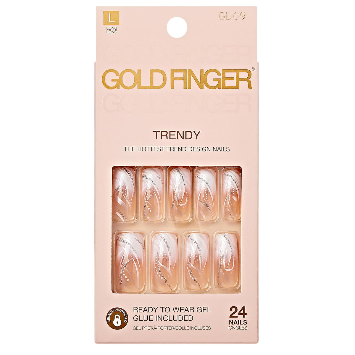Goldfinger uñas postizas cubre completo blanco frances para un look sofisticado