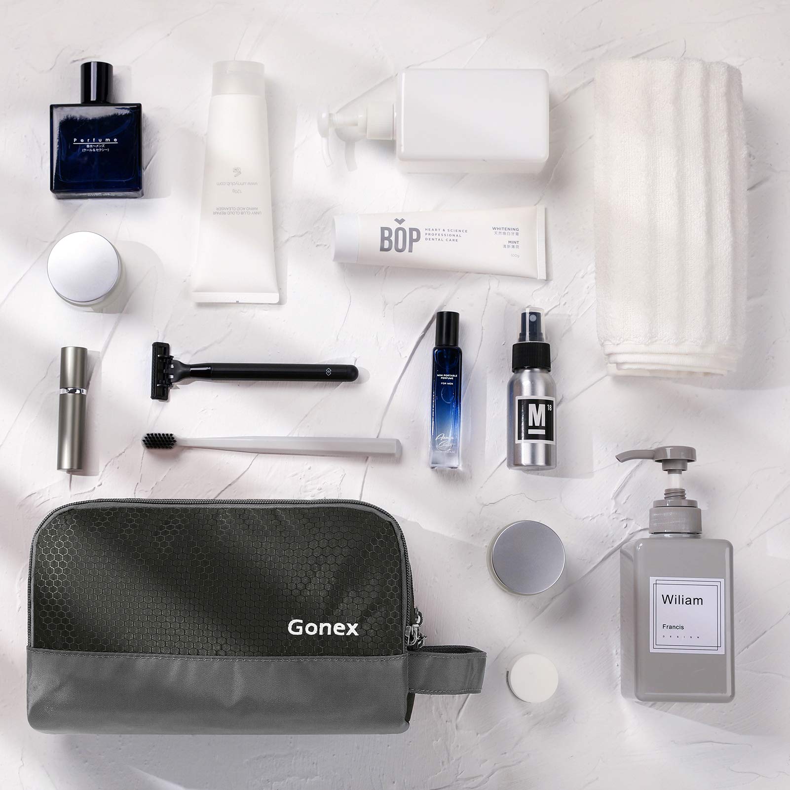Gonex bolsa de aseo multifuncional, perfecta para viajes y uso en cabina