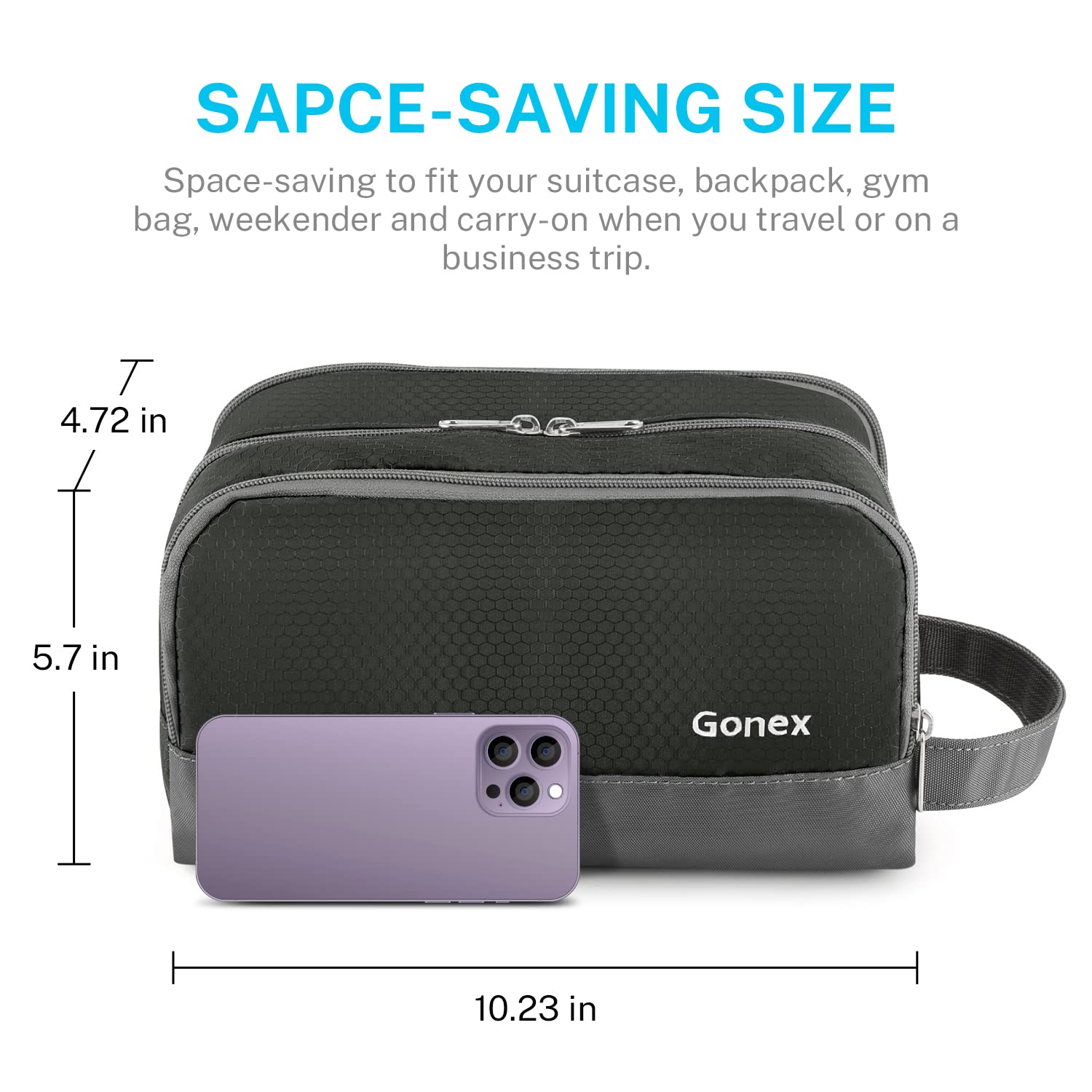 Gonex bolsa de aseo ligera con asa lateral para transportar con facilidad