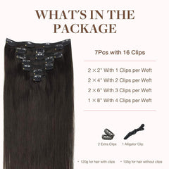 GOO GOO Extensiones clip textura natural de pelo real para una mezcla suave