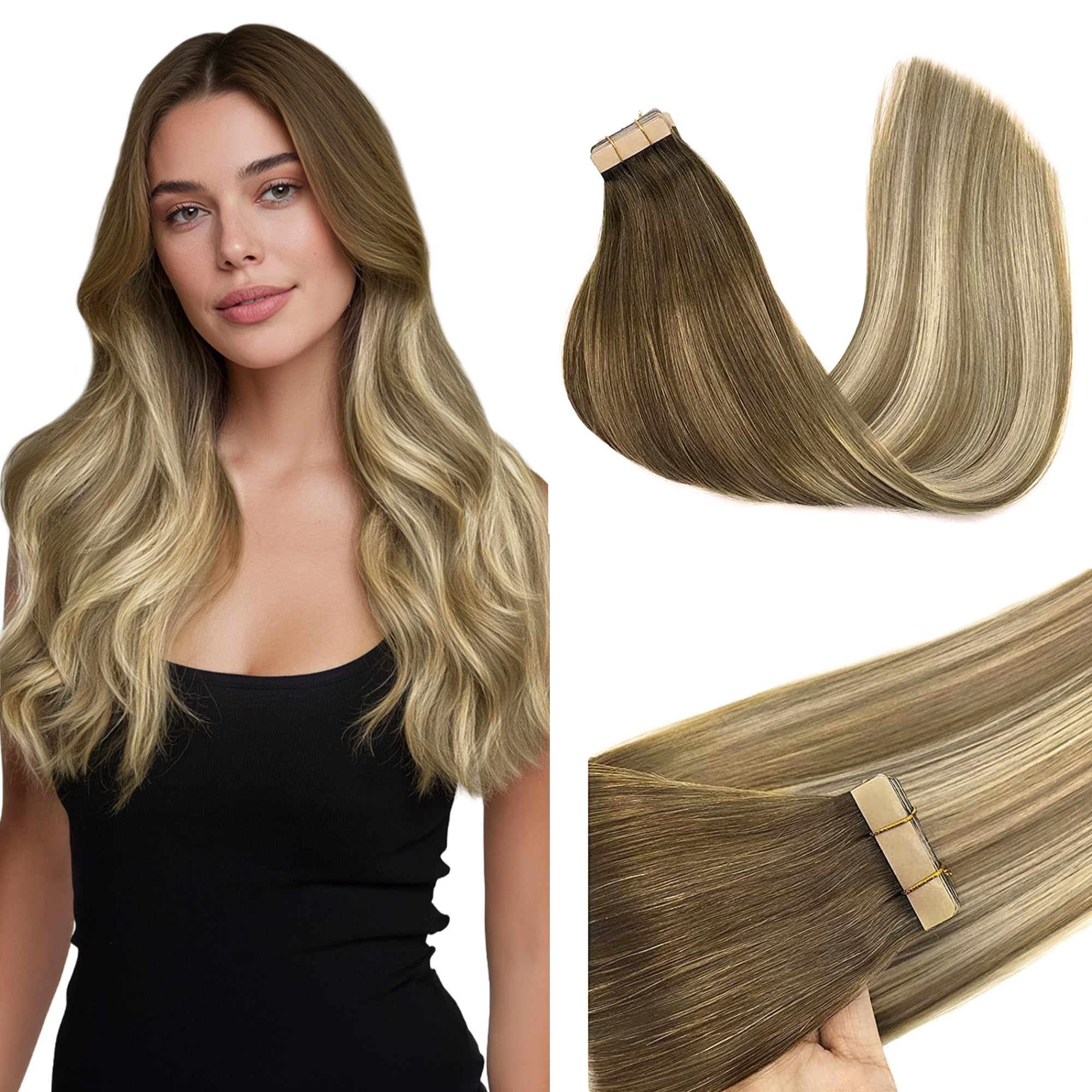 GOO GOO Tape en extensiones pelo humano invisibles para acabado natural y cómodo