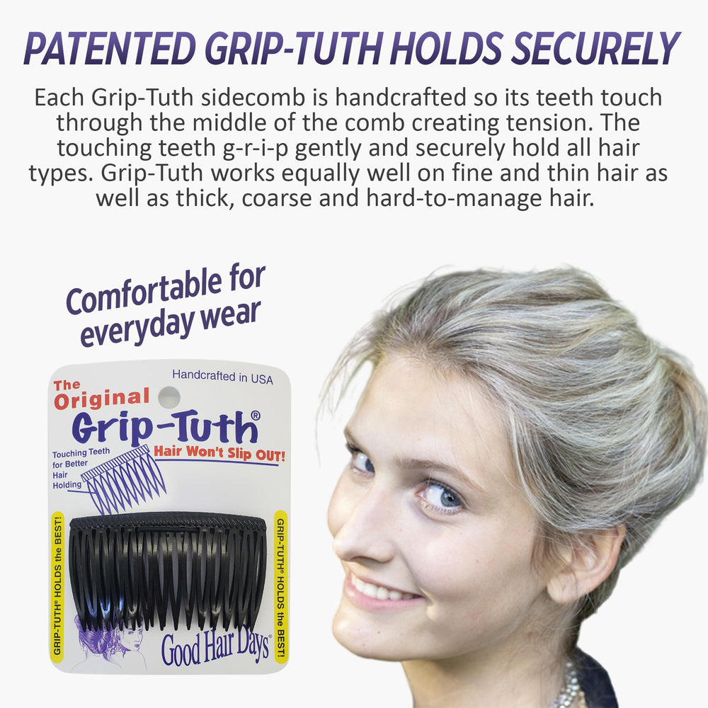Peine Grip-Tuth de cristal: fijación duradera para peinados complejos.
