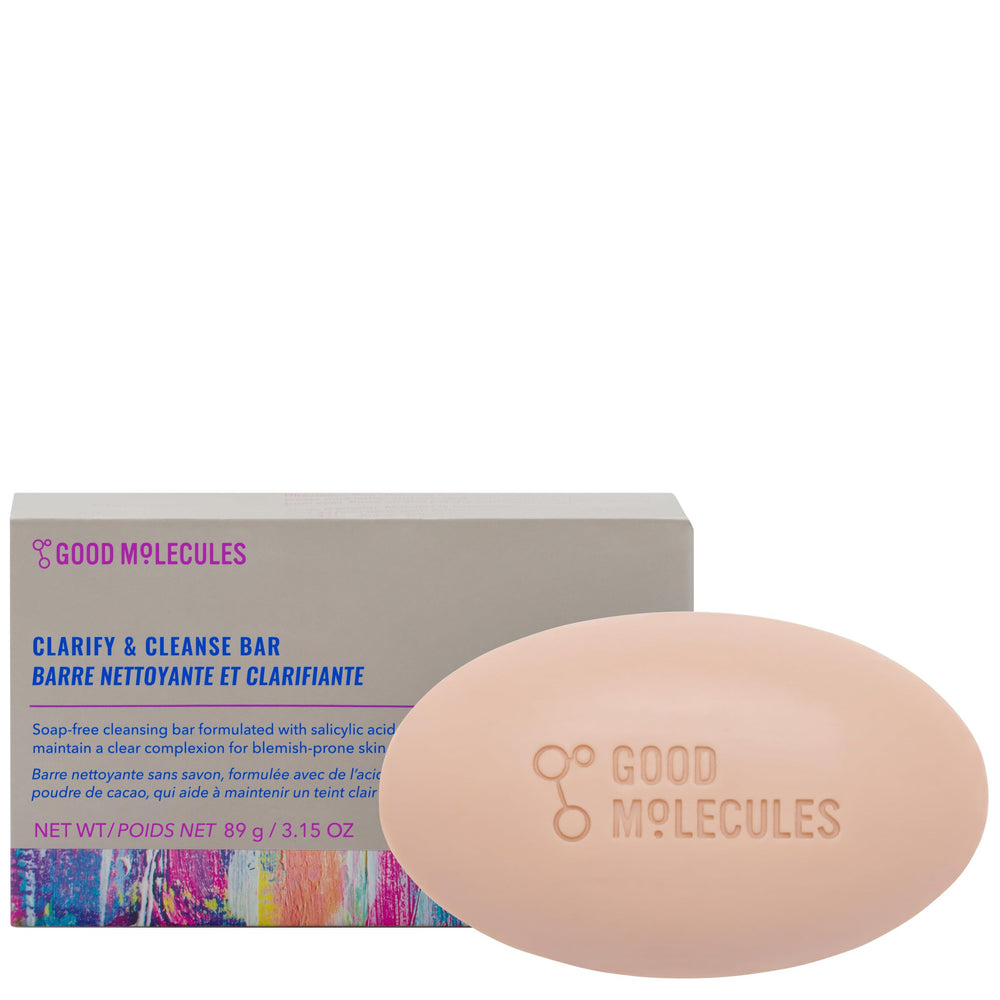 Good Molecules Barra Aclaradora y Limpiadora, primer plano, limpieza suave para rostro y cuerpo.