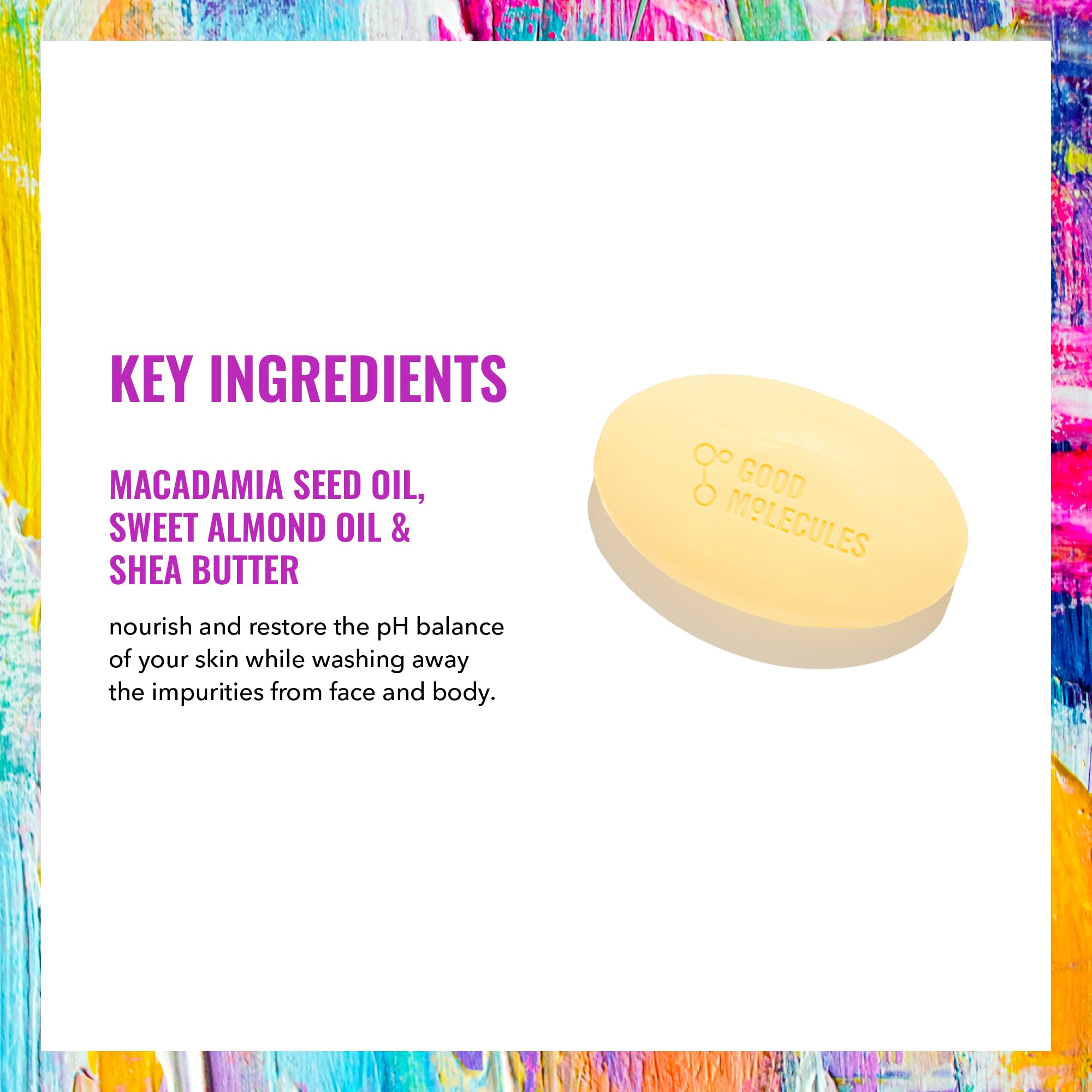 Good Molecules Hydrate and Cleanse Bar: aceite de macadamia para hidratación profunda.