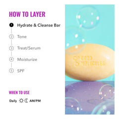 Good Molecules Hydrate and Cleanse Bar: manteca de karité para nutrición de la piel.