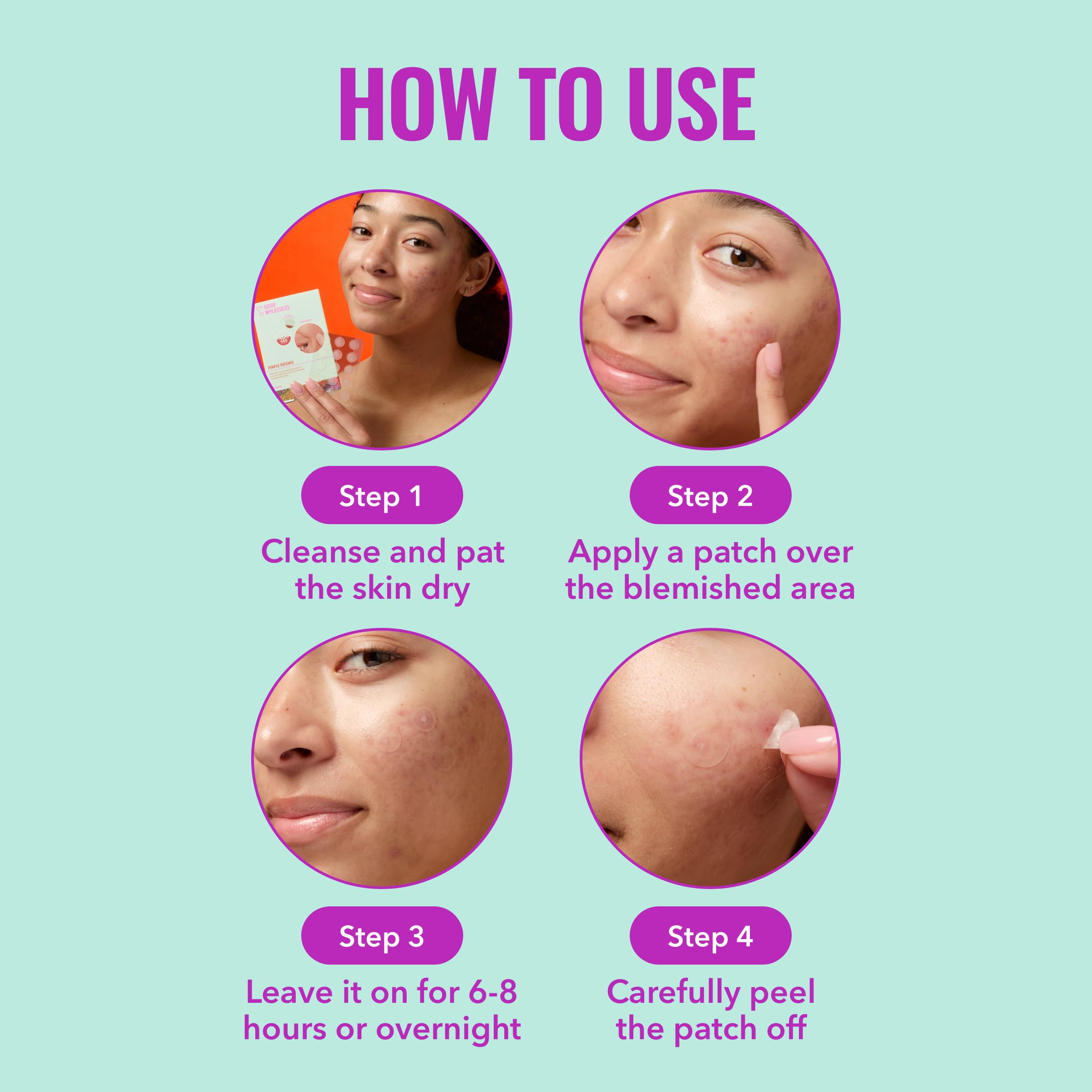 Good Molecules Pimple Patches closeup; patches ready to apply on blemishes.