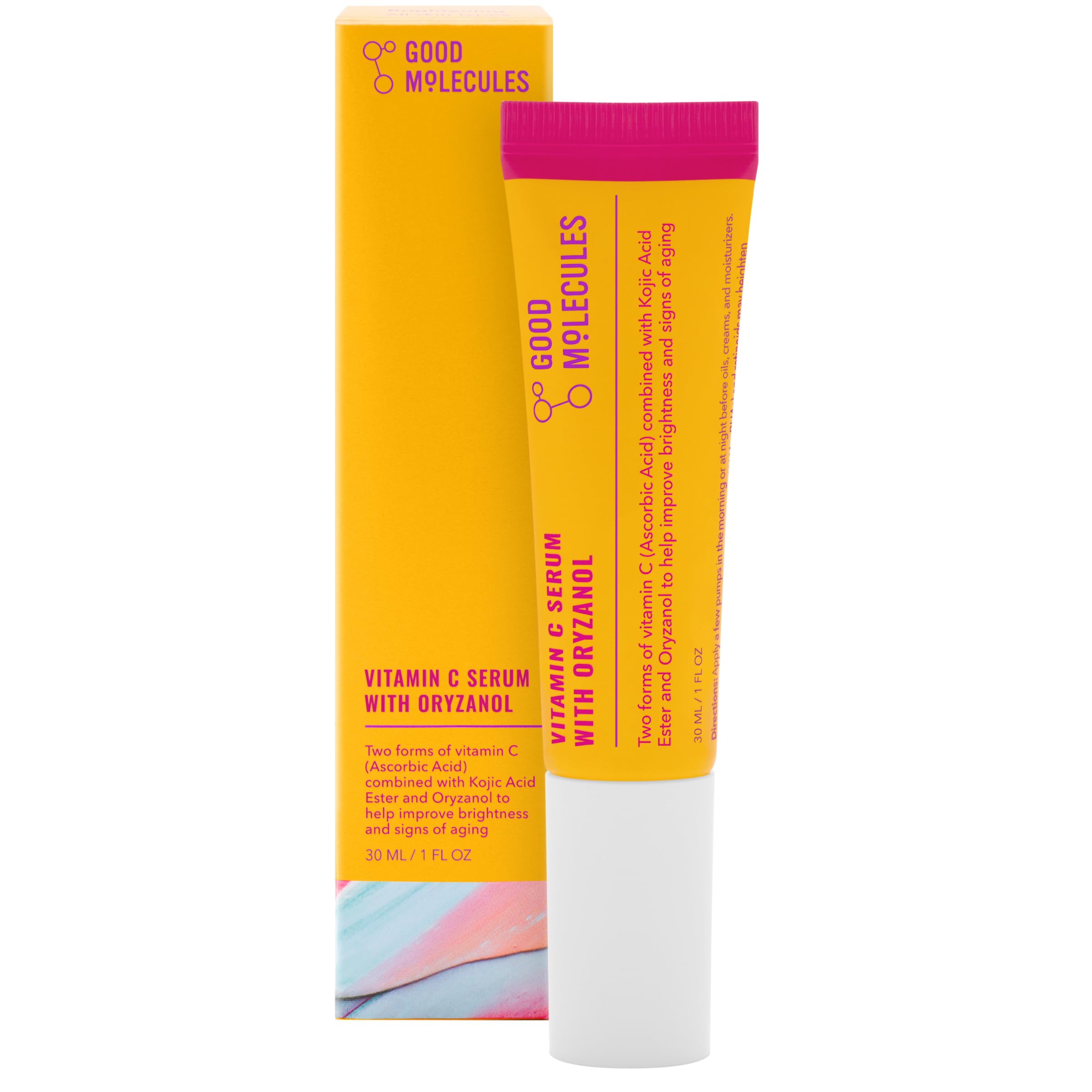 Good Molecules Serum Vitamina C Oryzanol: botella lista para uso y brillo suave.