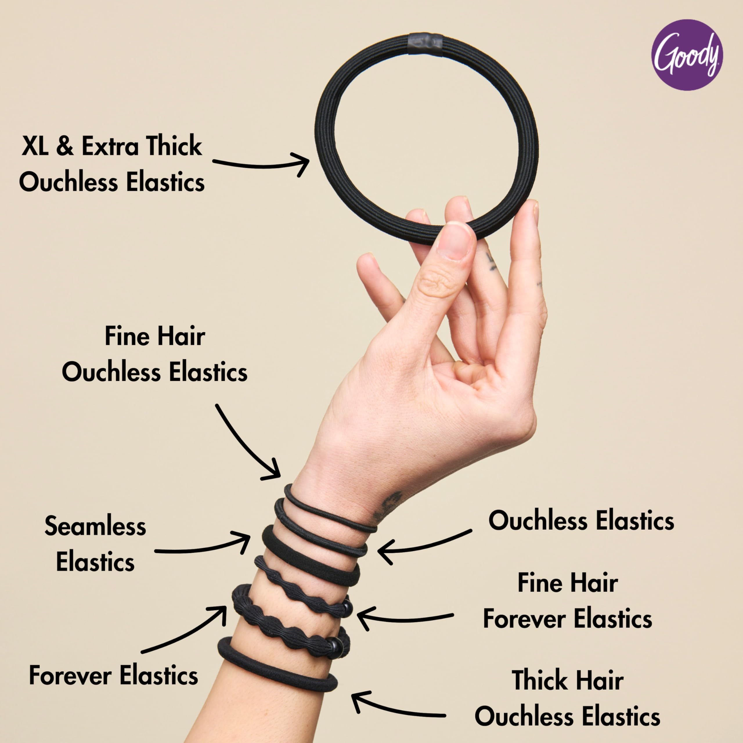 Goody Ouchless Forever ligas duraderas y resistentes para uso diario.