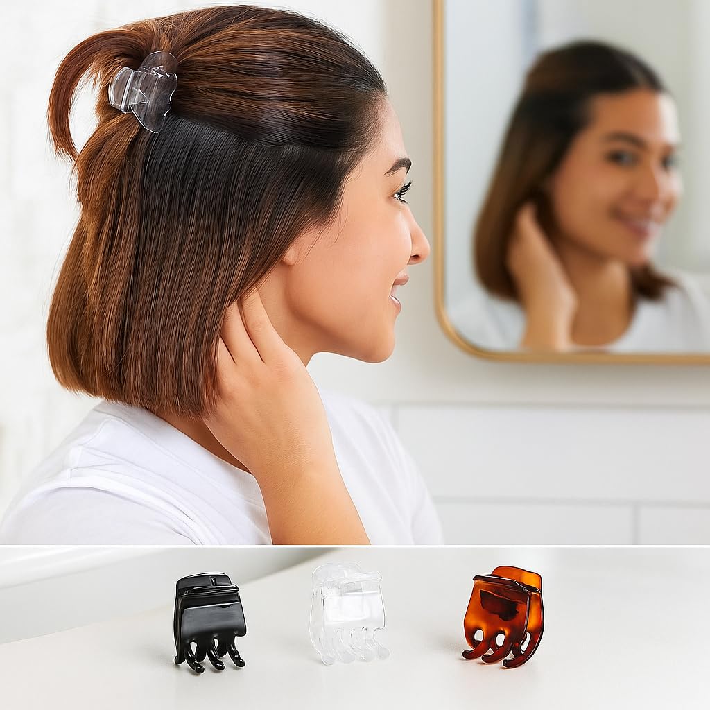 Goody pinzas media garra tres dientes transparente, sujeción discreta para looks finos