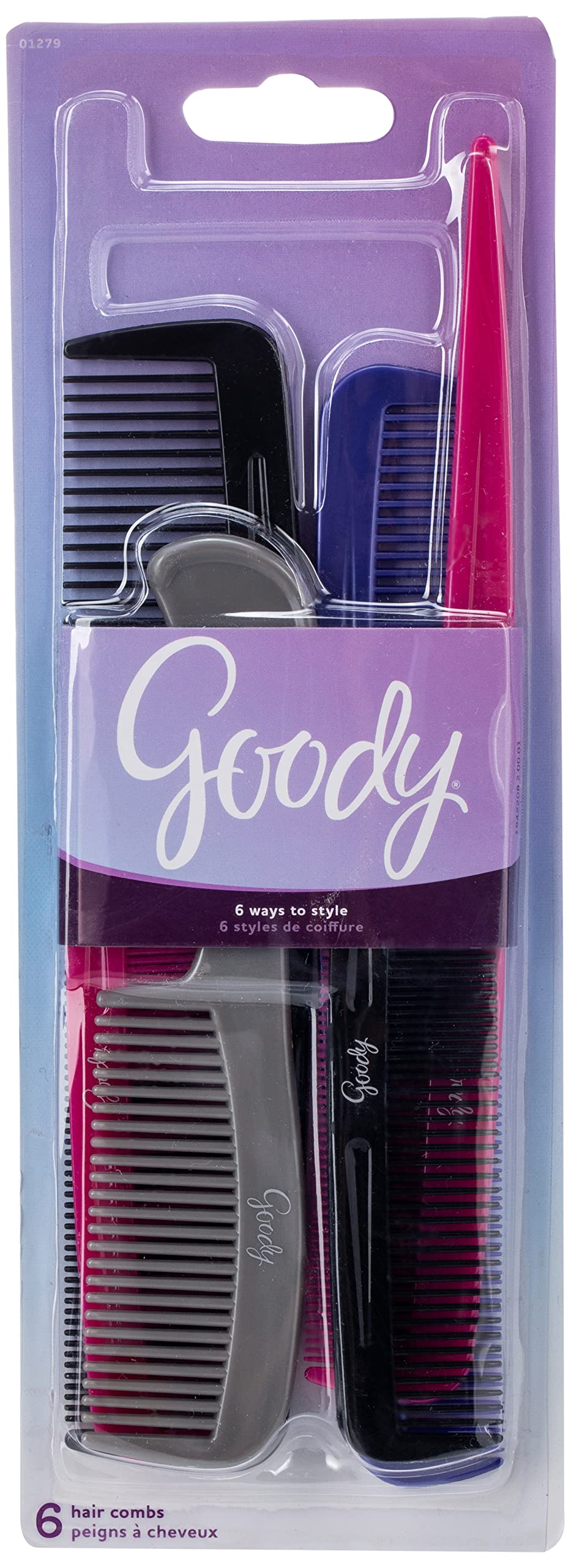 GOODY set de 6 peines de colores variados para uso familiar diario