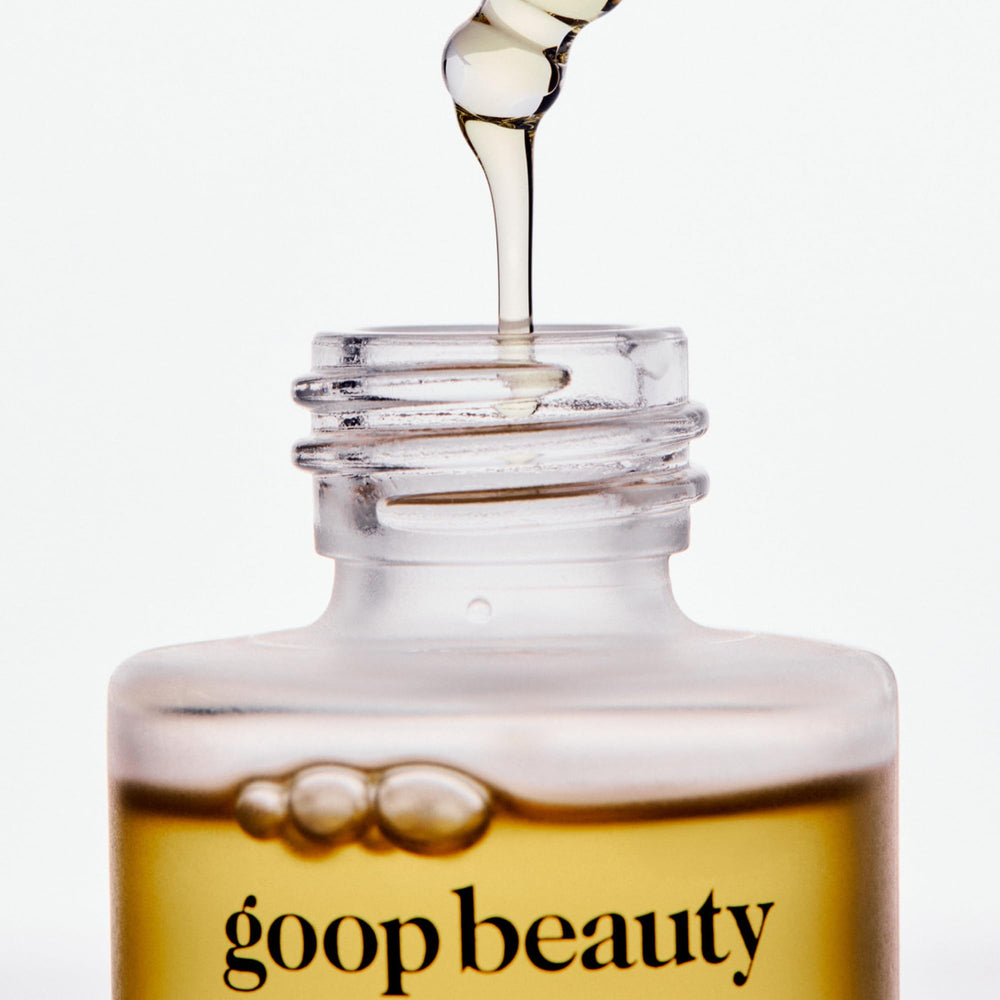 goop Aceite facial nutriente, botella con gotero, suaviza la piel.