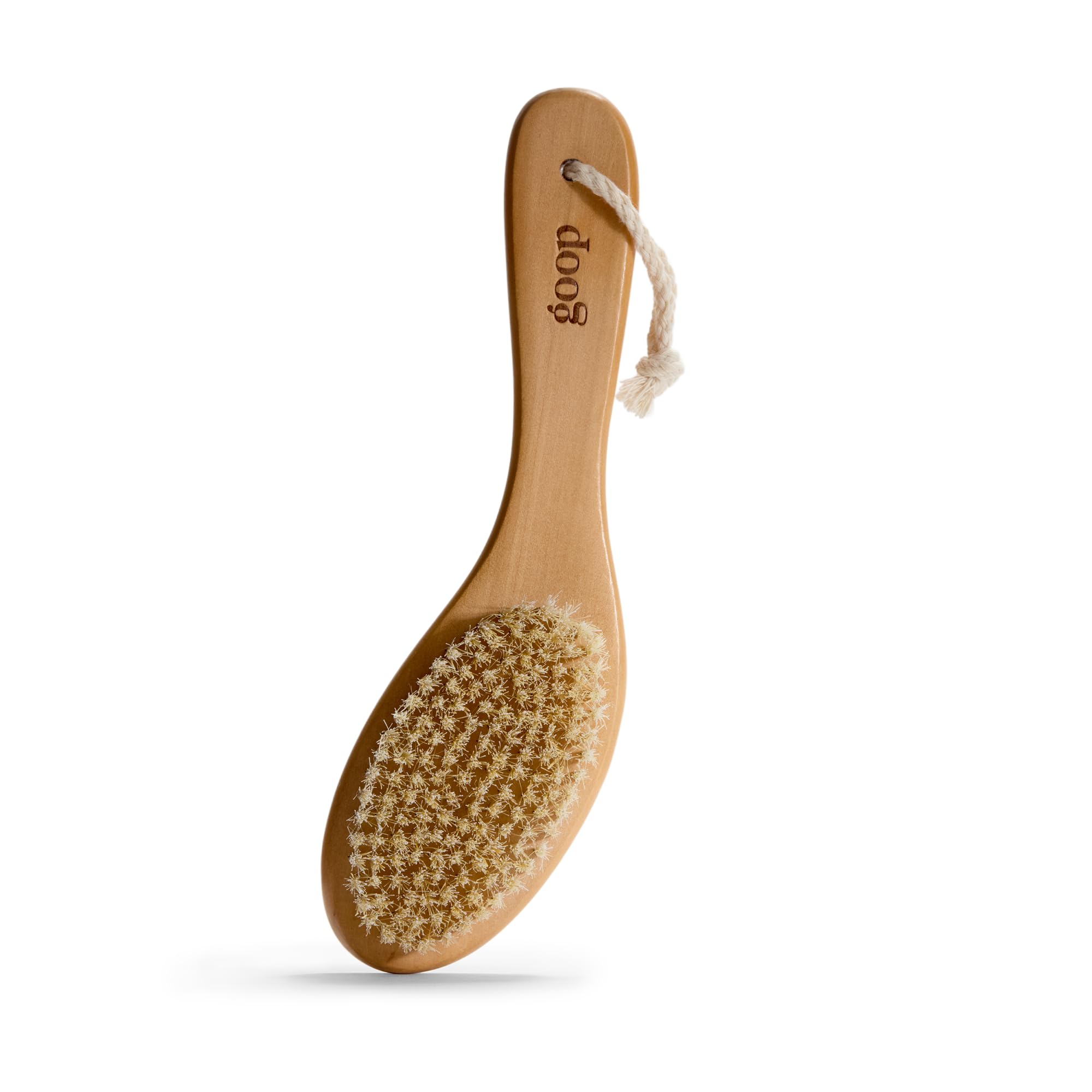 goop Cepillo Seco de Belleza con manija de madera para exfoliación suave y piel más suave