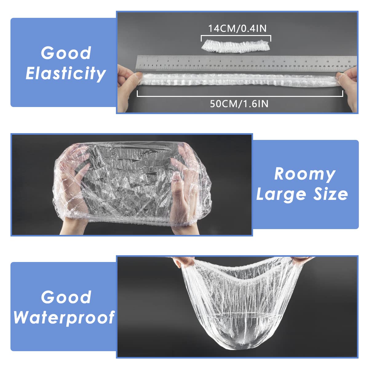 Gorro de ducha transparente y elástico de Aquior, ideal para cabellos largos.