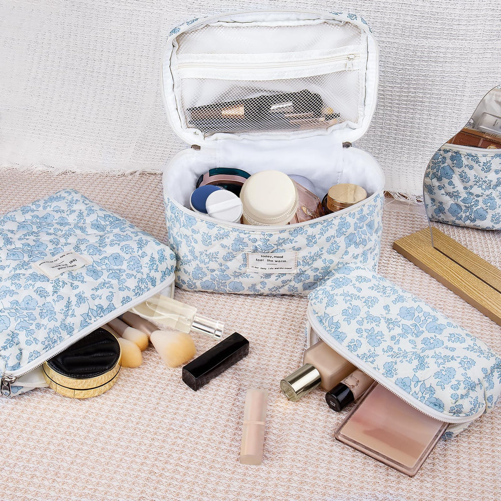Gosect bolsas acolchadas diseño floral, útiles como estuche cosméticos.