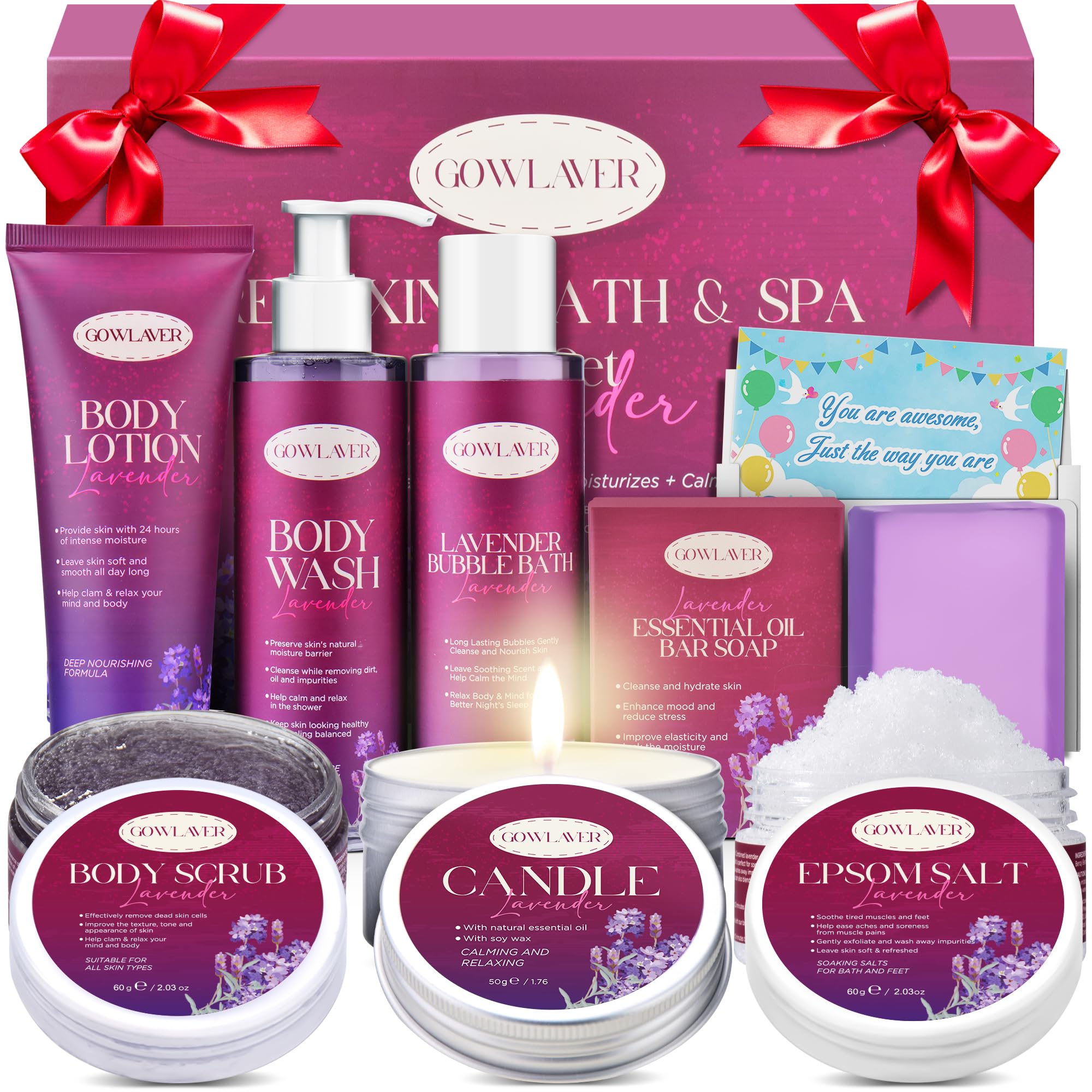 GOWLAVER set de baño con lavanda para relajación y cuidado diario de la piel.