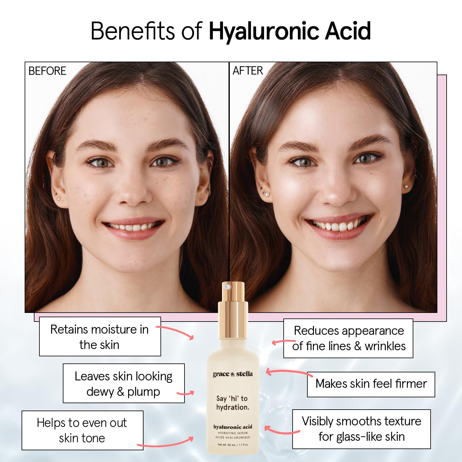 Grace & Stella serum hialurónico piel hidratada y radiante