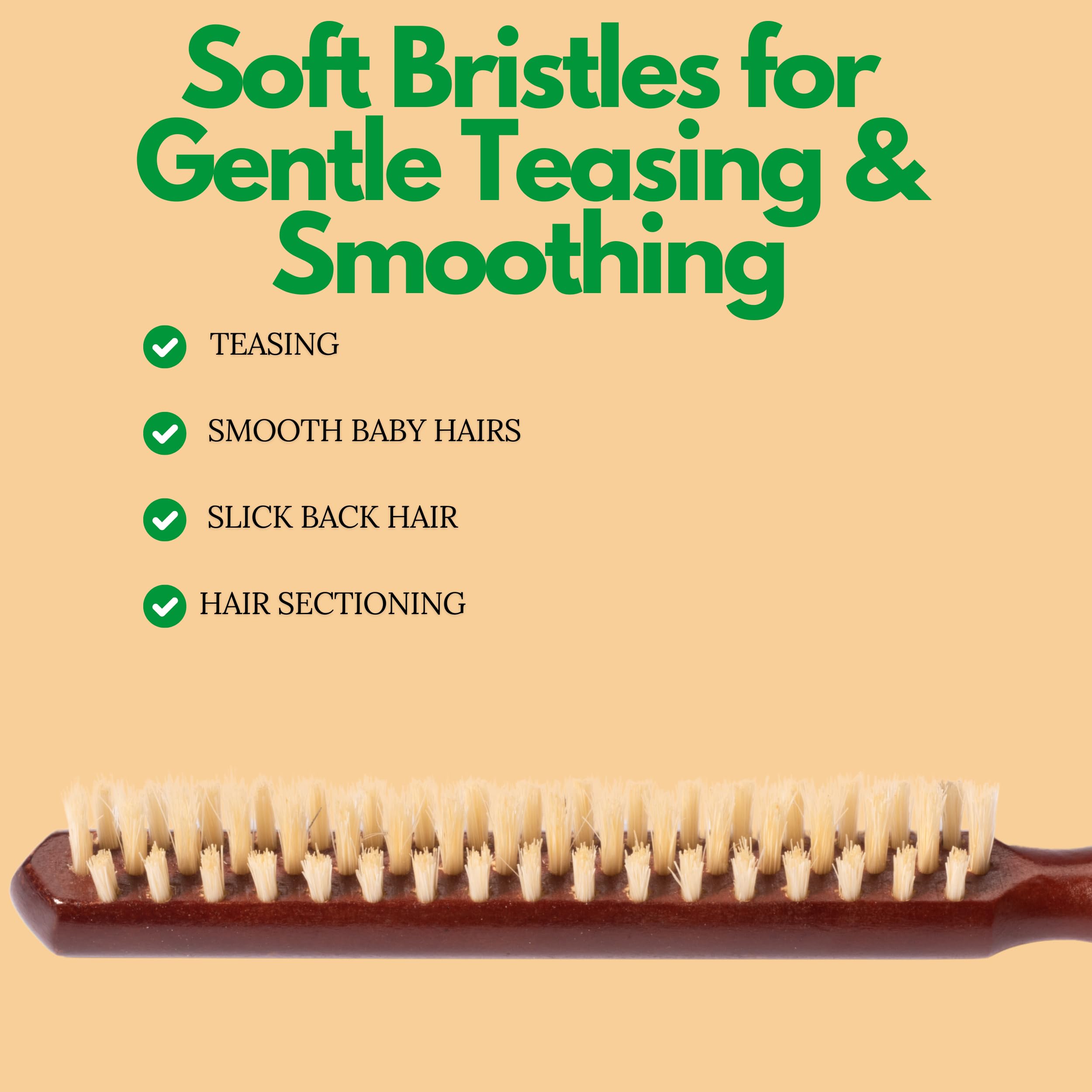GranNaturals cepillo con cerdas blancas suaves para suavizar pelos rebeldes.