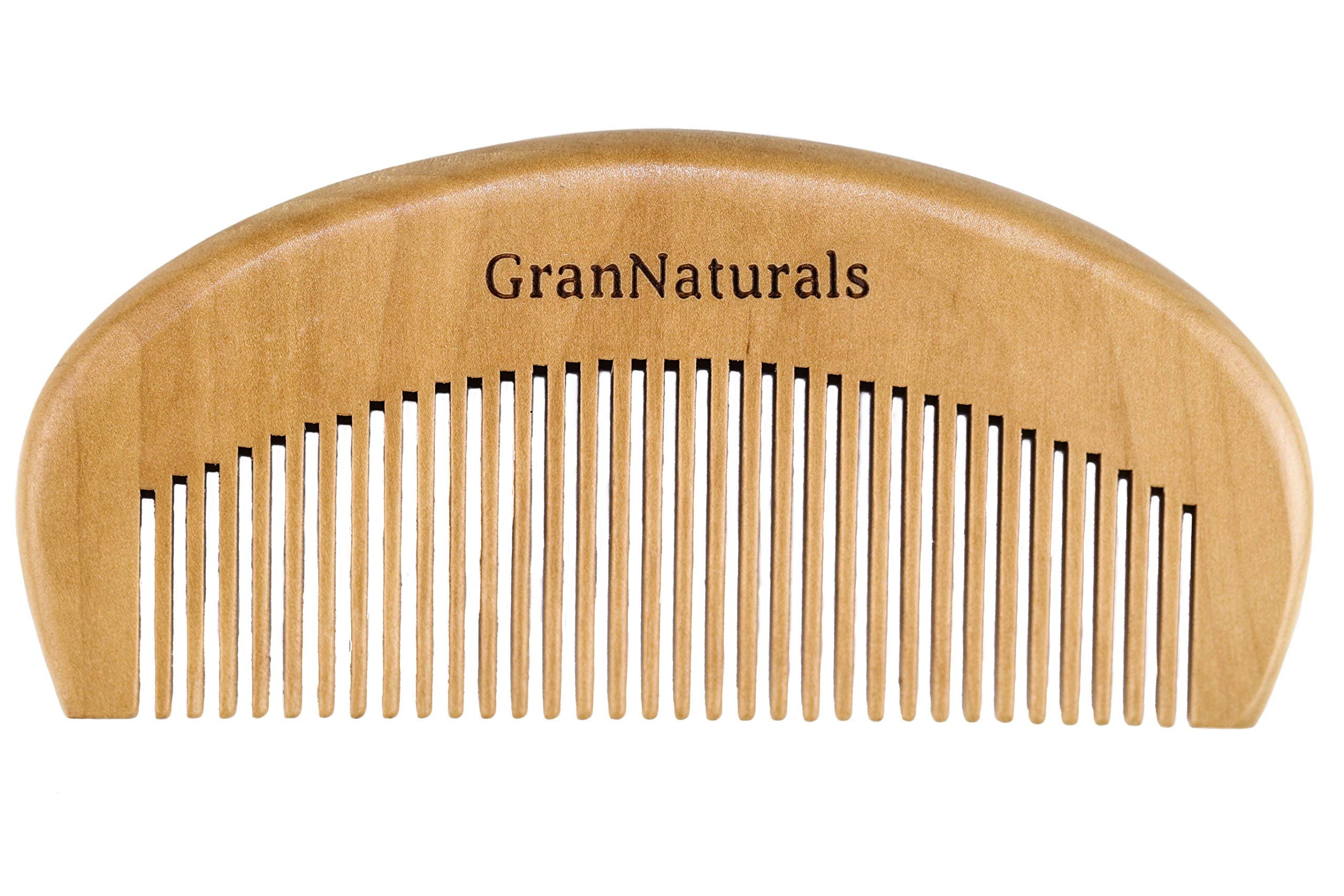 GranNaturals peine de madera con dientes finos para desenredar sin tirones, ideal para cabello delicado