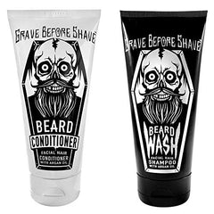 Grave Before Shave beard conditioner tube close-up emphasizing conditioning that softens beard and skin.