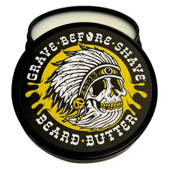 Grave Before Shave Teakwood Butter para barba en lata de 4 oz, suaviza la barba.