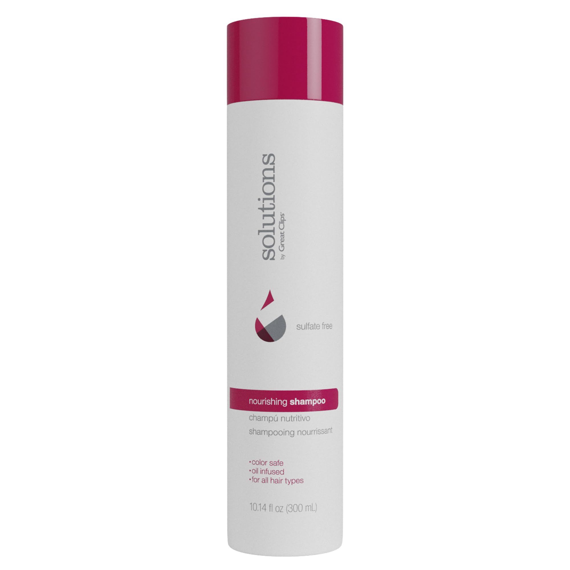 GREAT CLIPS Solutions Champú Nutritivo, botella visible, hidratación suave gracias al argán.