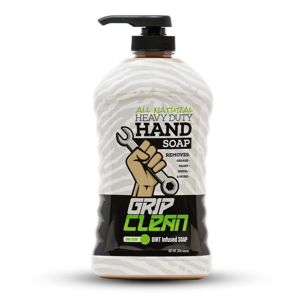Grip Clean: vertido de la botella para limpieza profunda de manos en taller